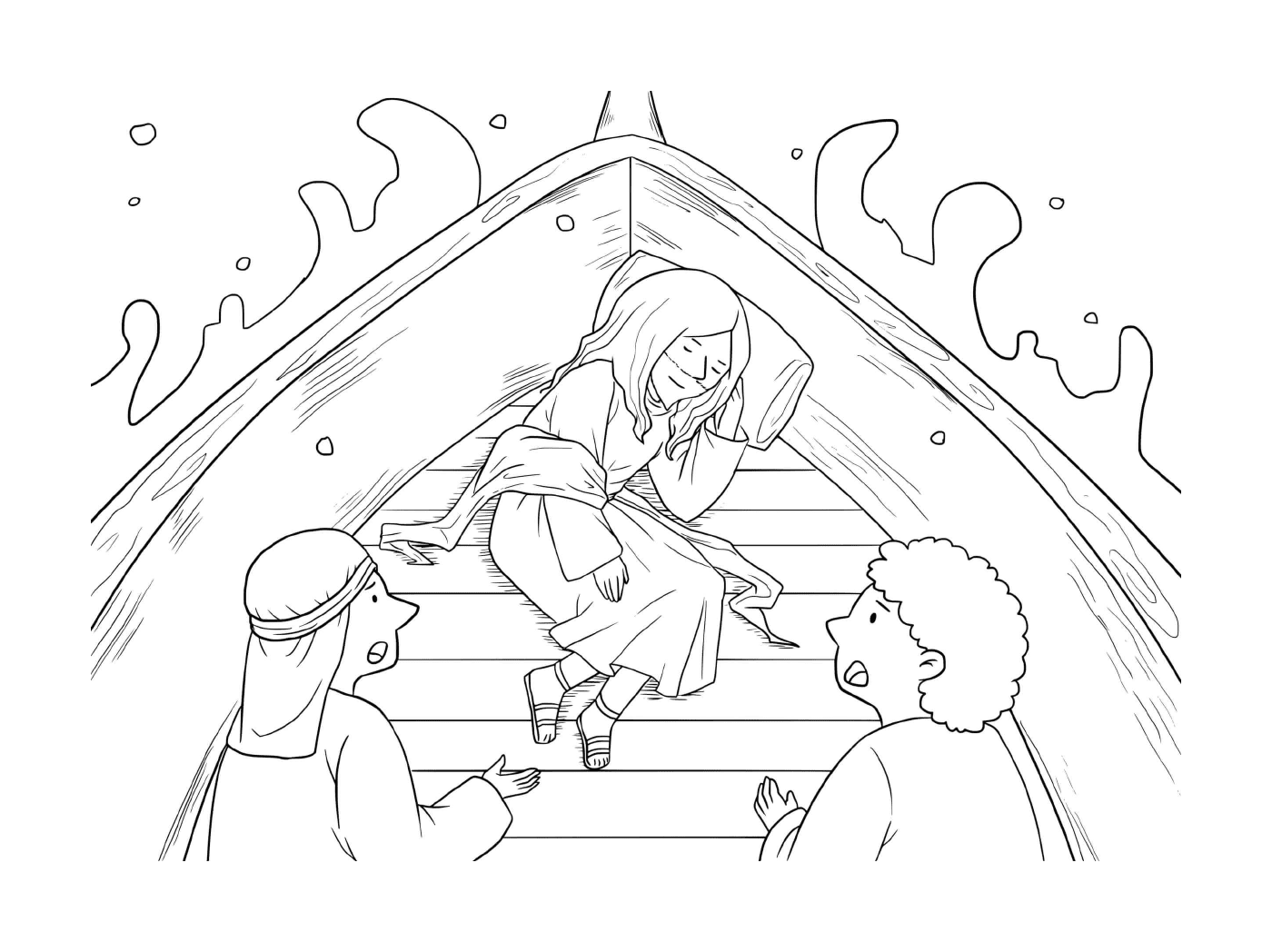coloriage Storm and Jesus in Boat Mark 4_35 41_02
