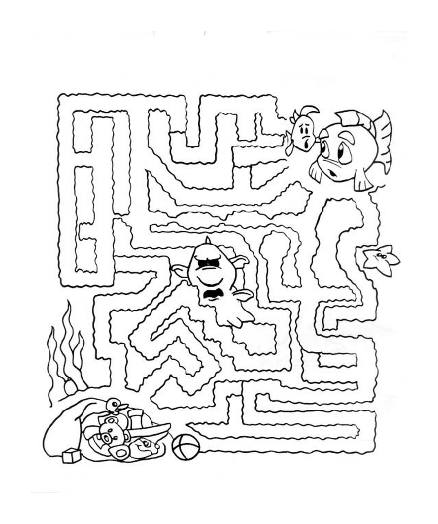 coloriage labyrinthe jeux nemo poisson