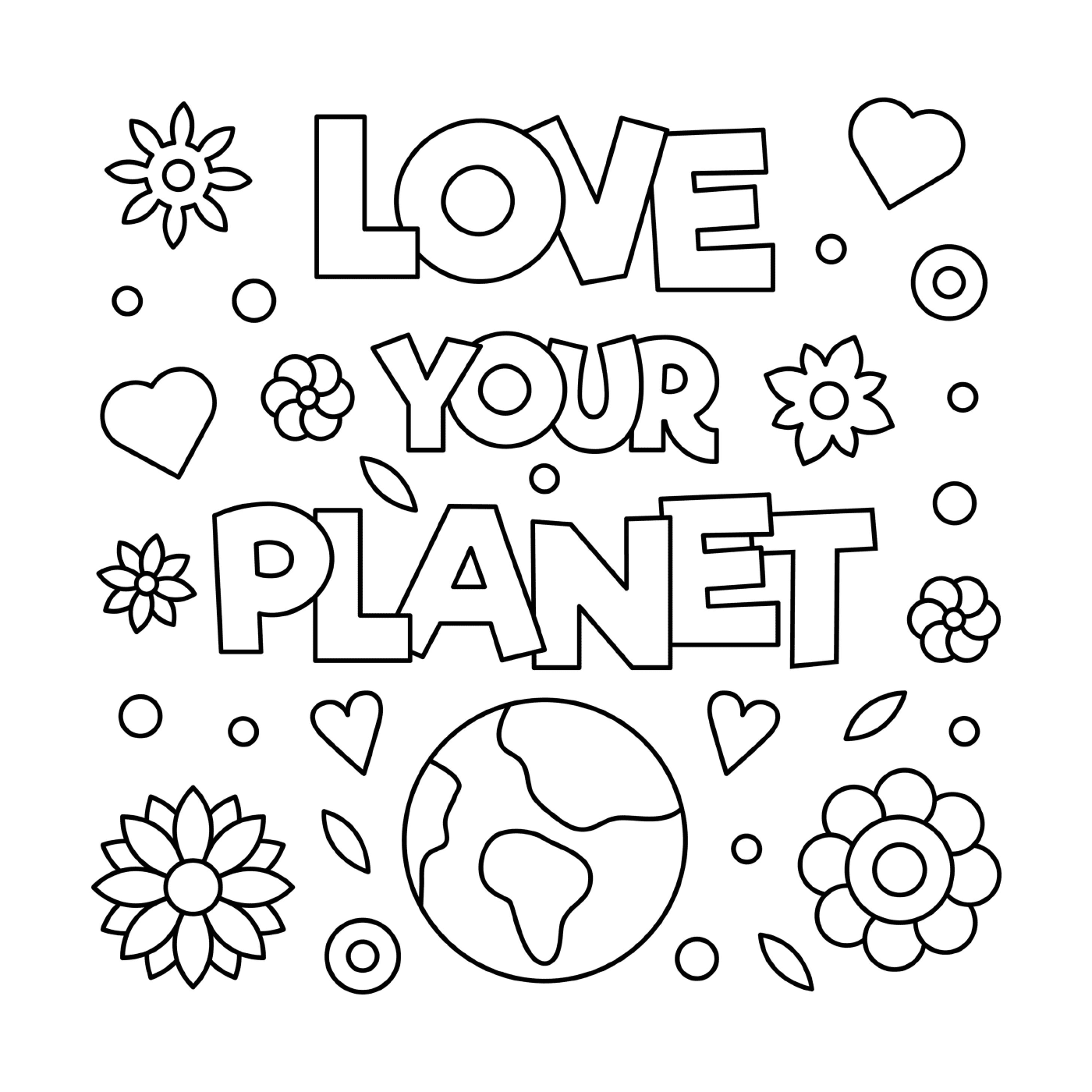 coloriage aime ta planete pour le jour de la terre