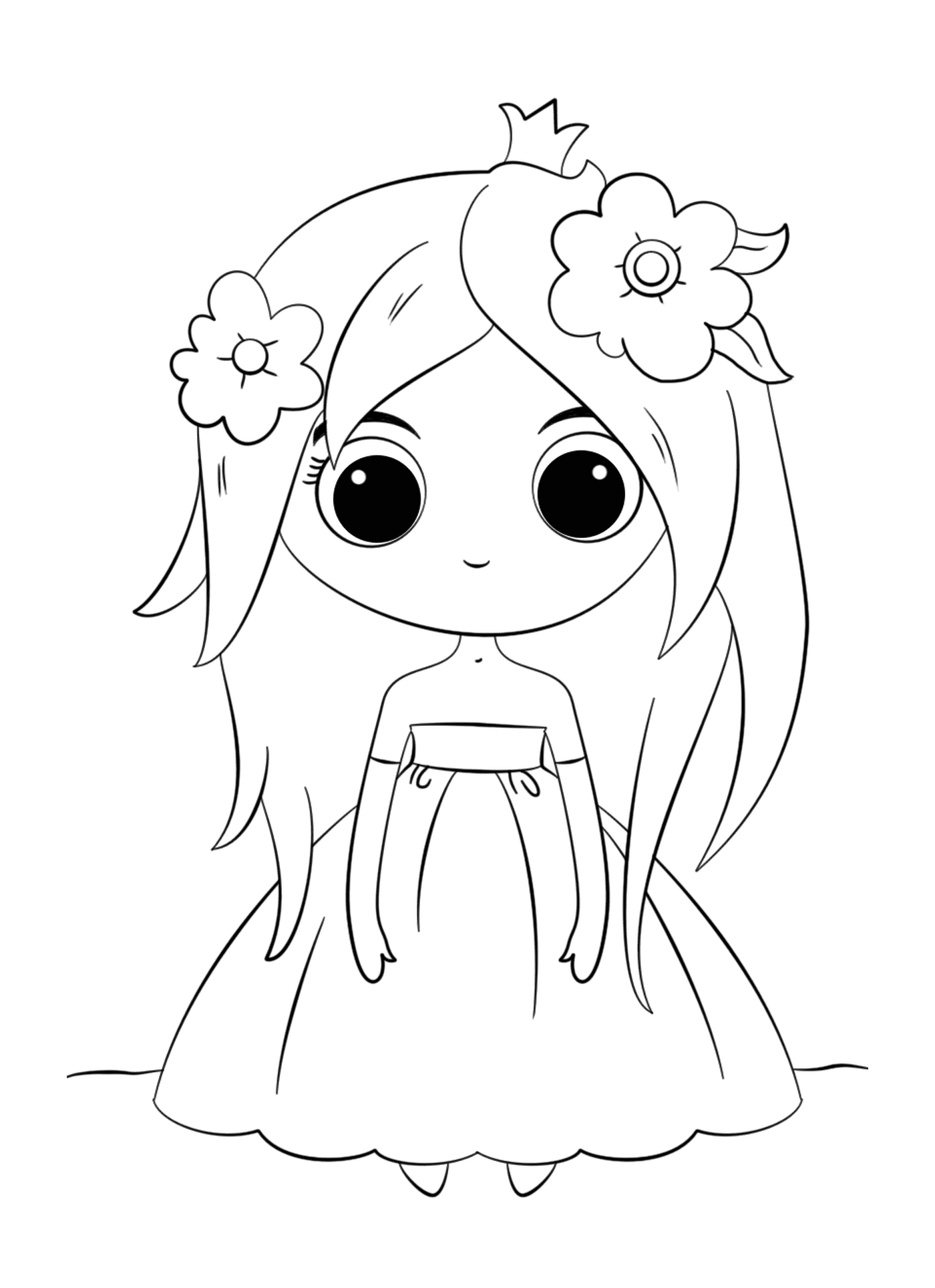 coloriage cute princess kawaii