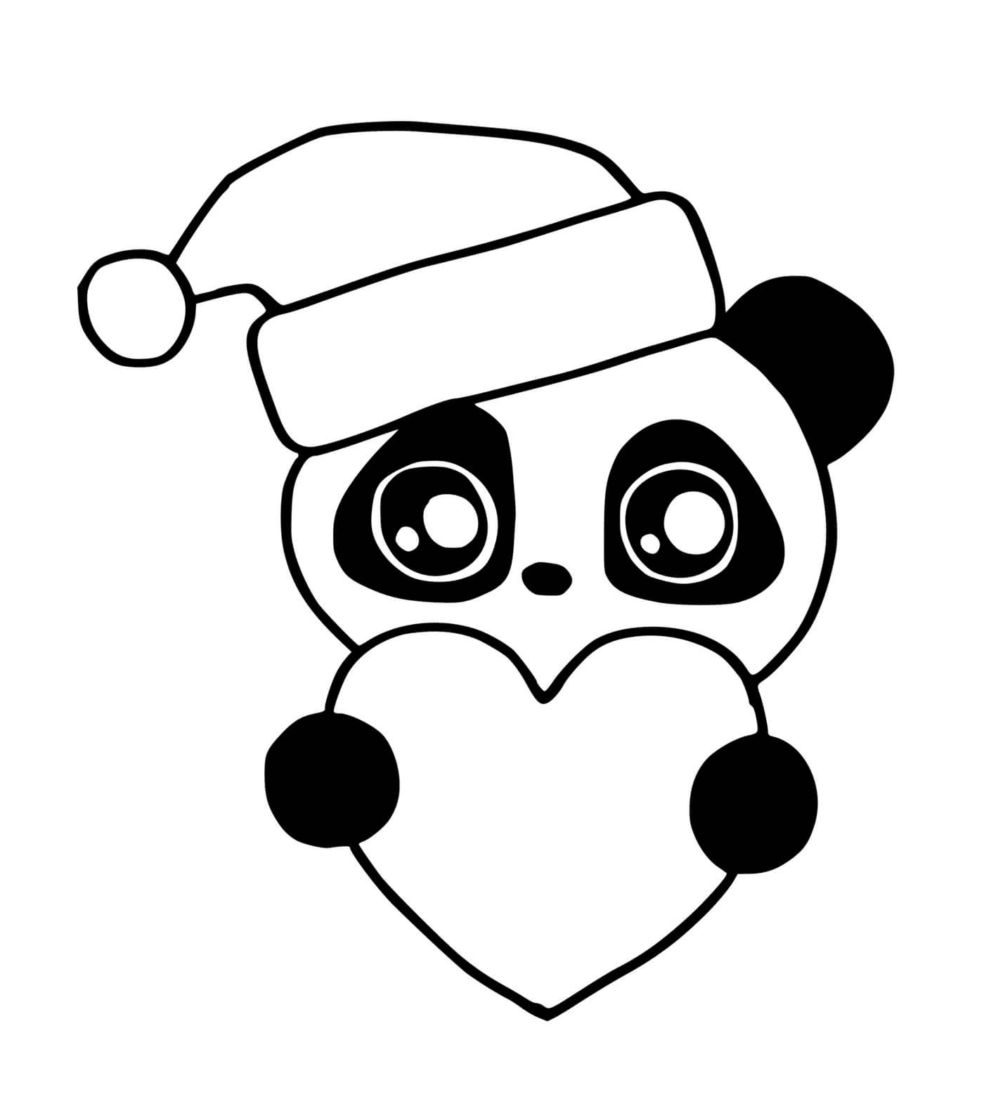 coloriage cute panda kawaii animal for christmas
