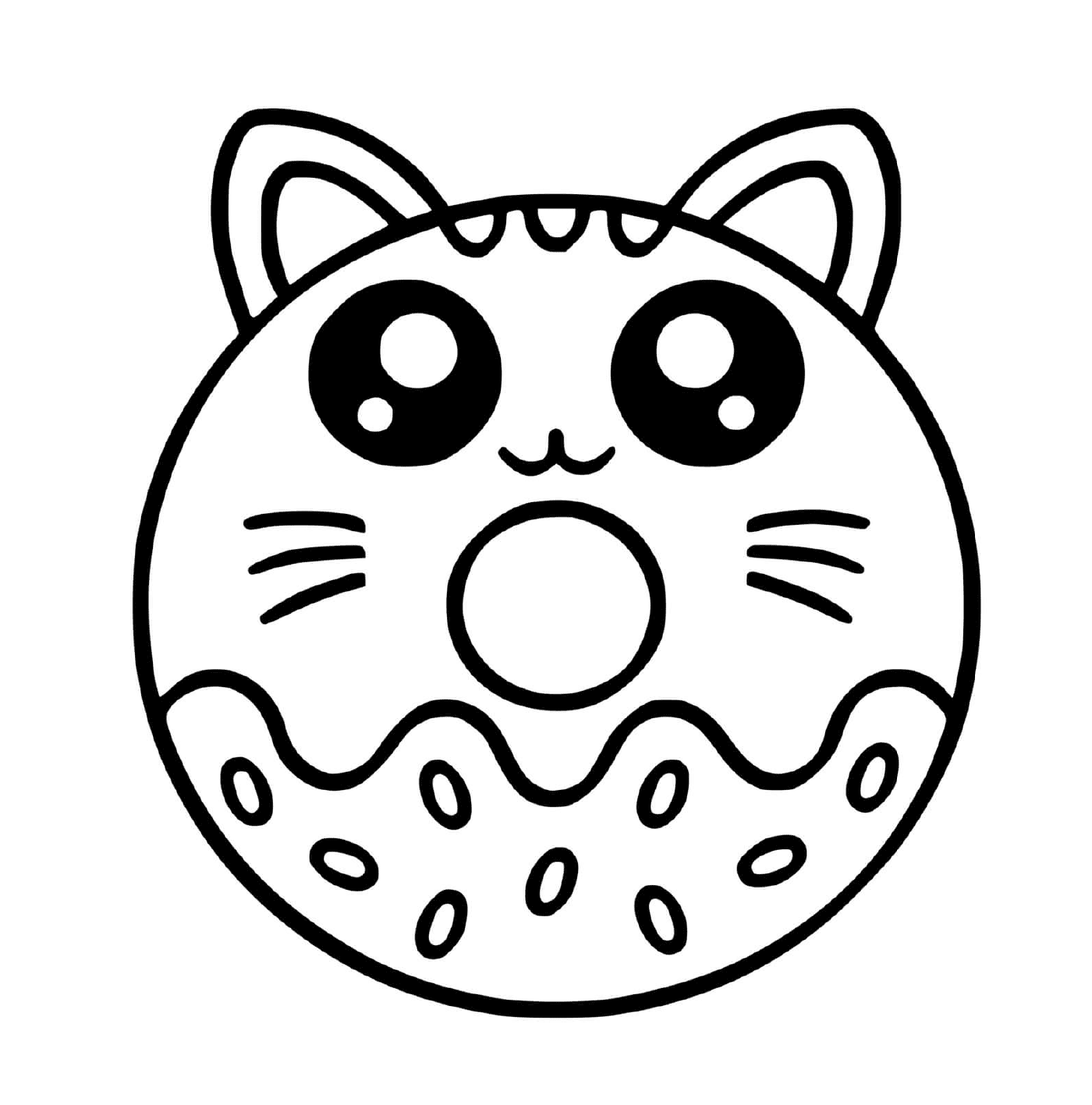 coloriage donut beigne chat kawaii