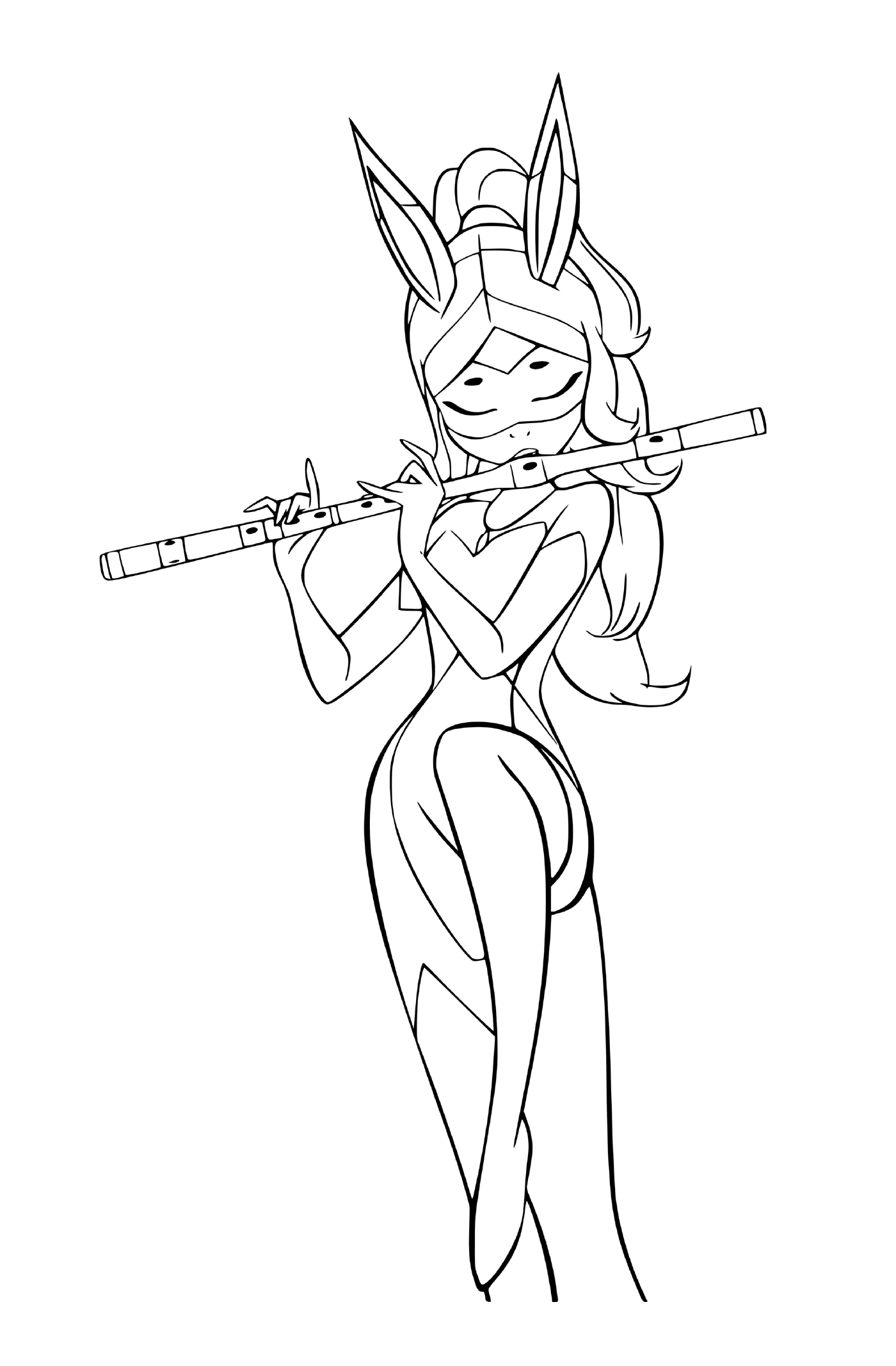 coloriage Rena Rouge Playing on Flutes