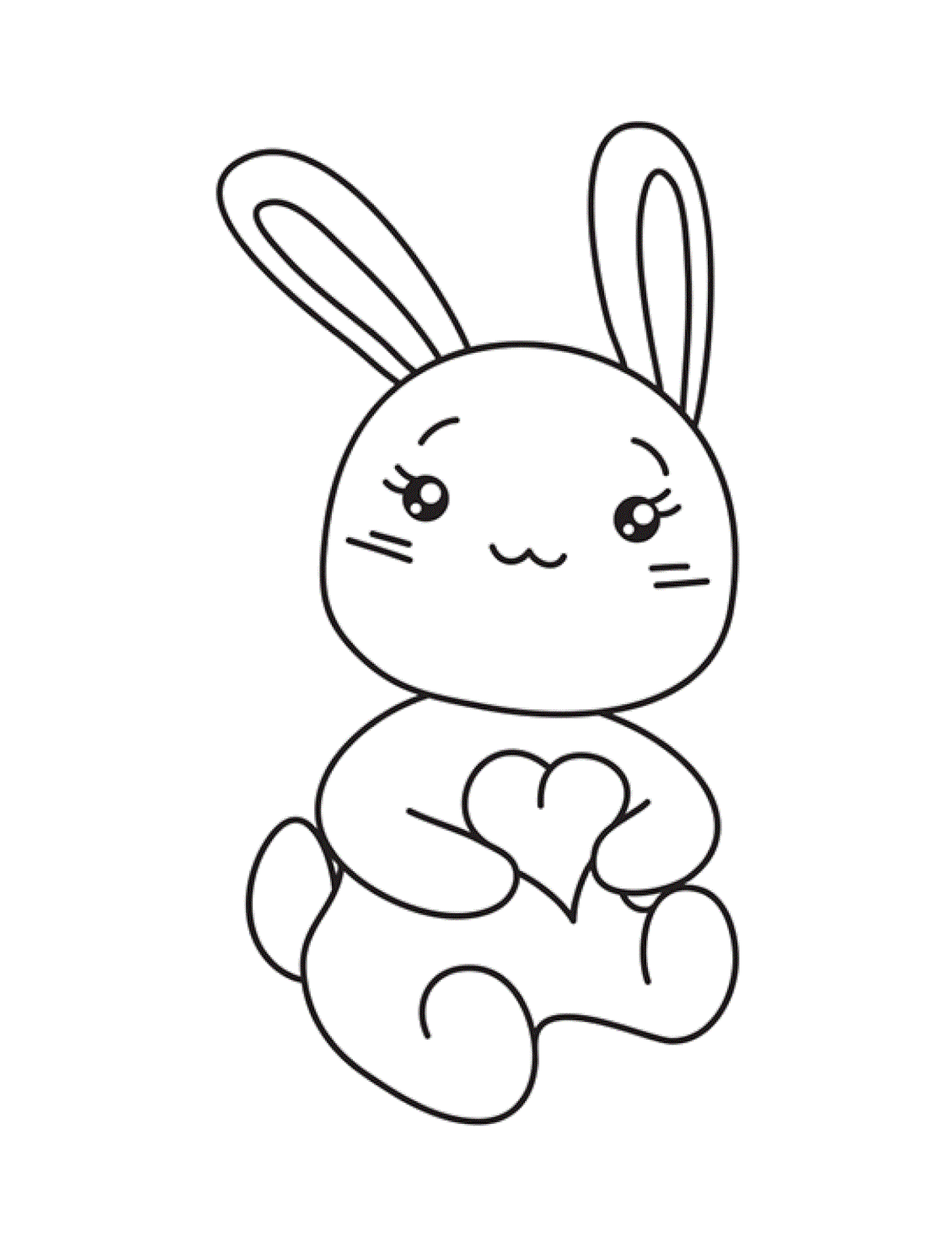 coloriage petit lapin mignon avec un coeur