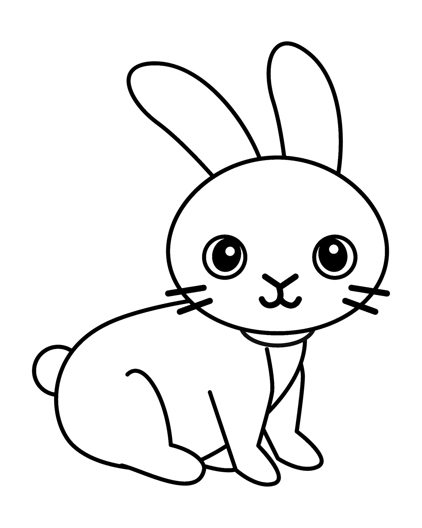 coloriage adorable lapin en nature avec de gros yeux