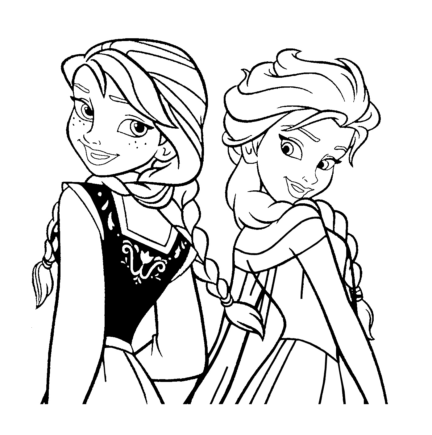 coloriage Elsa et Anna Reine des neiges