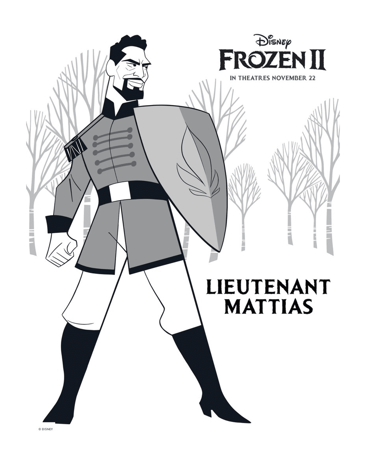 coloriage Nouveau personnage de La reine des neiges 2 de Disney Le Lieutenant Mattias