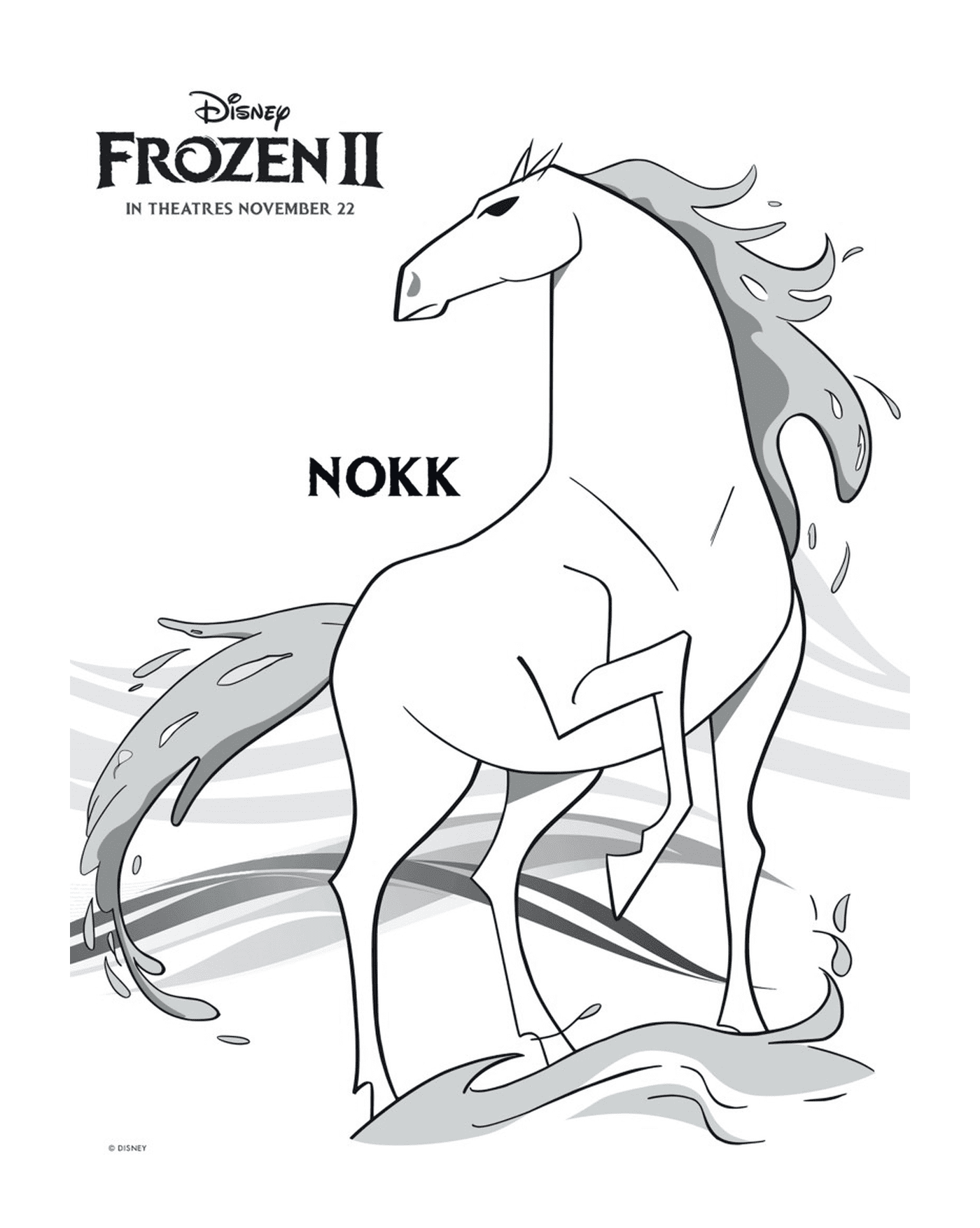 coloriage Le cheval Nokk dans La reine des neiges 2 de Disney