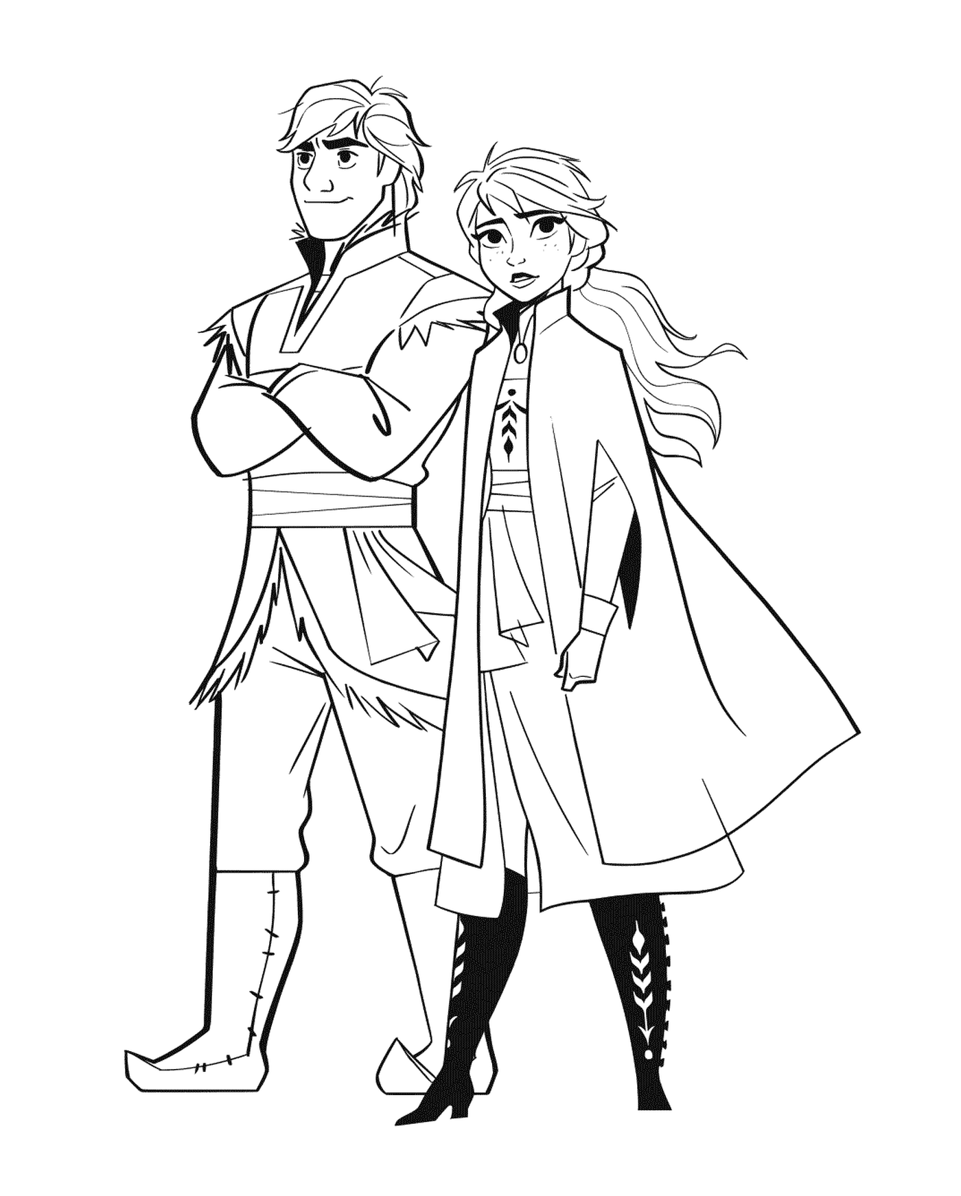 coloriage Anna and Kristoff