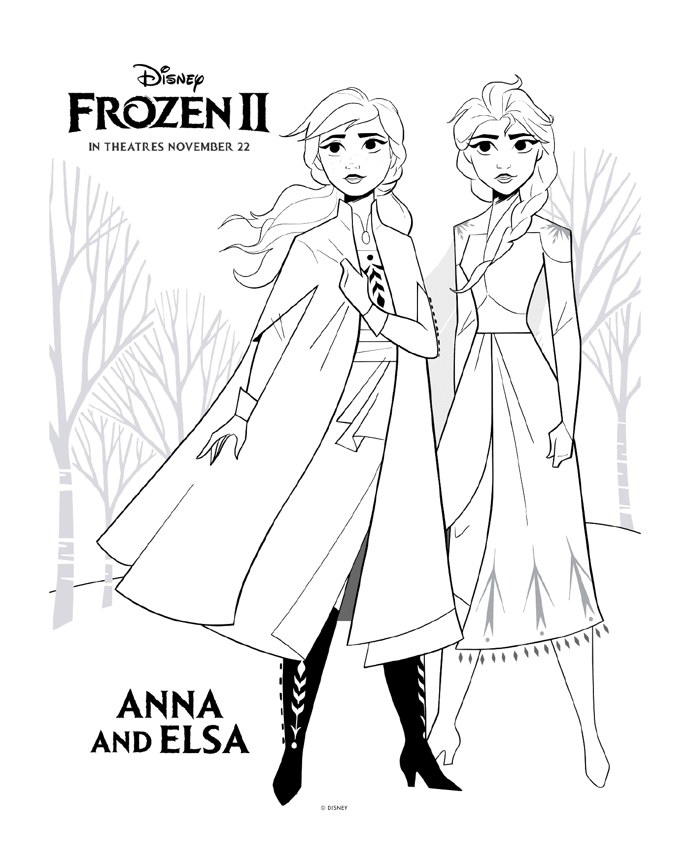 coloriage Frozen 2 Anna and Elsa
