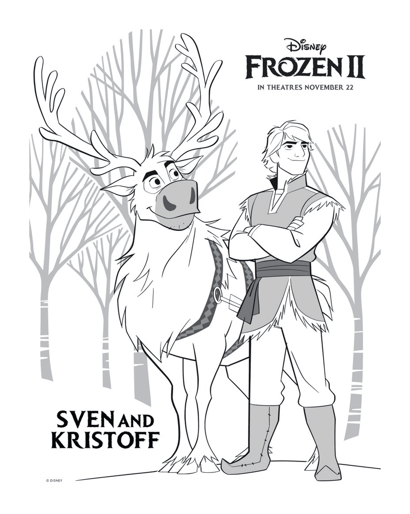 coloriage Sven et Kristoff sont de retour dans La Reine des neiges 2