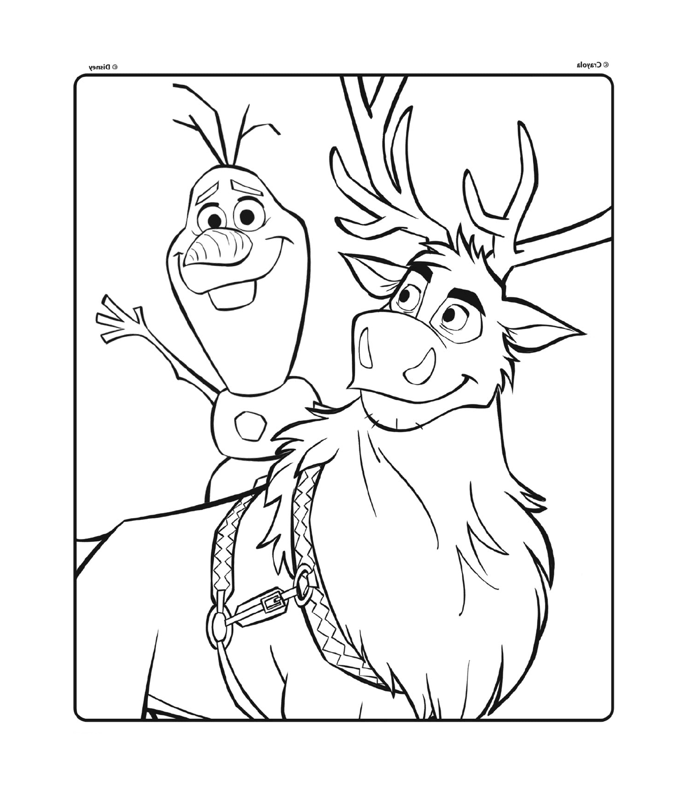 coloriage Olaf et Sven de Disney La Reine des neiges 2