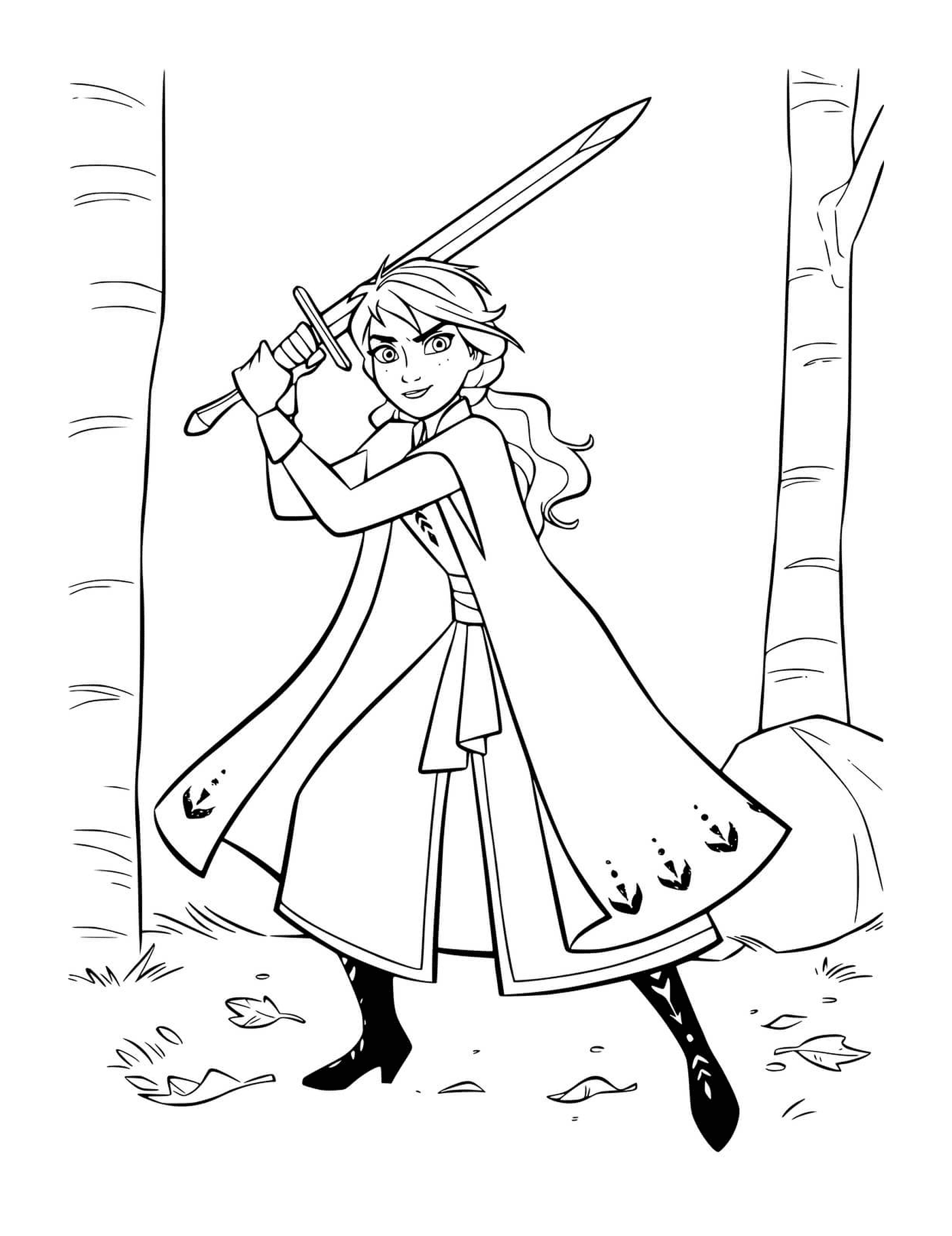 coloriage Anna avec une epee pour defendre le royaume