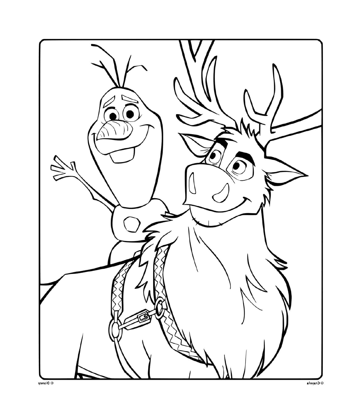 coloriage Olaf et Sven de Disney Reine des Neiges 2