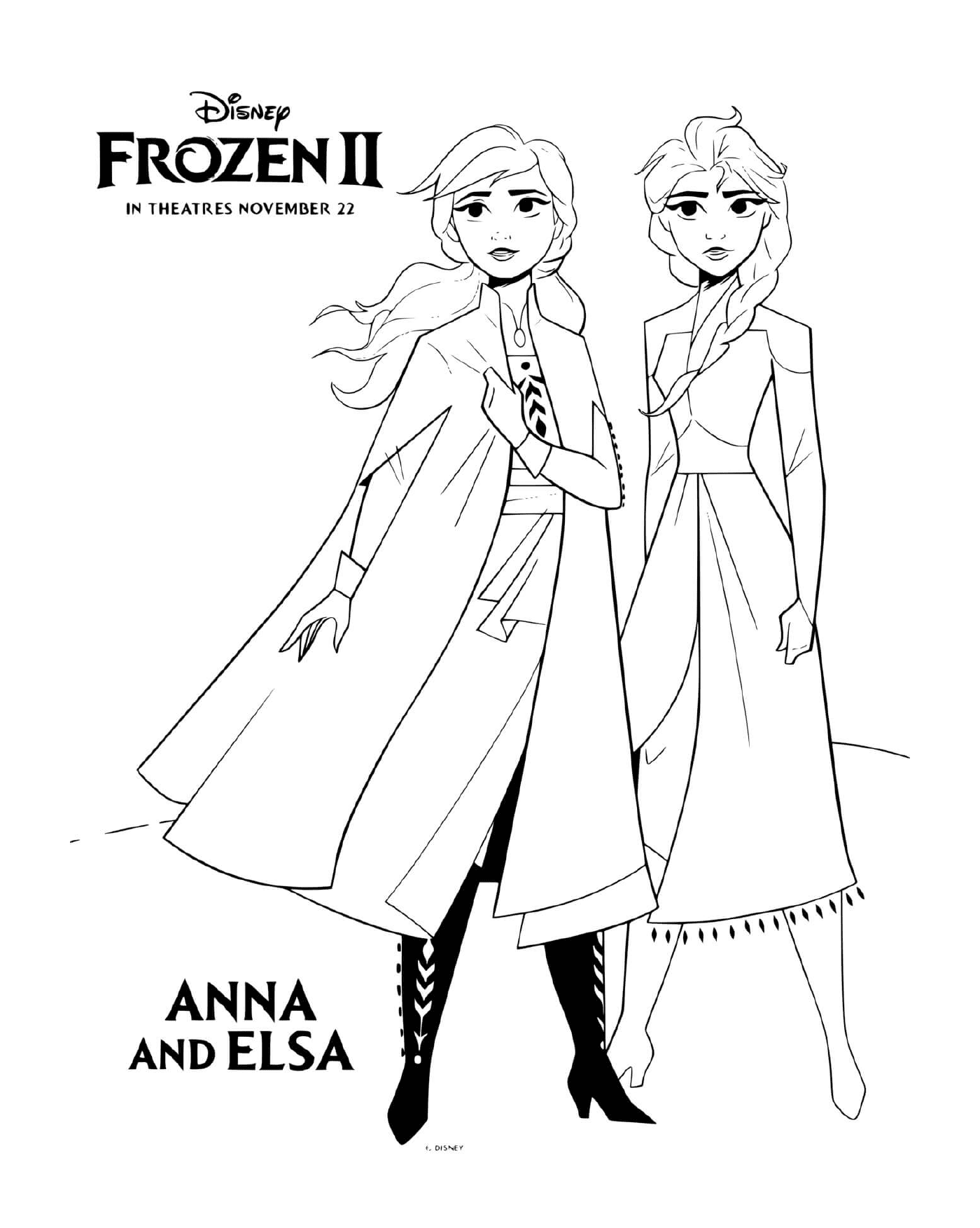 coloriage Reine des Neiges 2 Anna et Elsa Film Disney