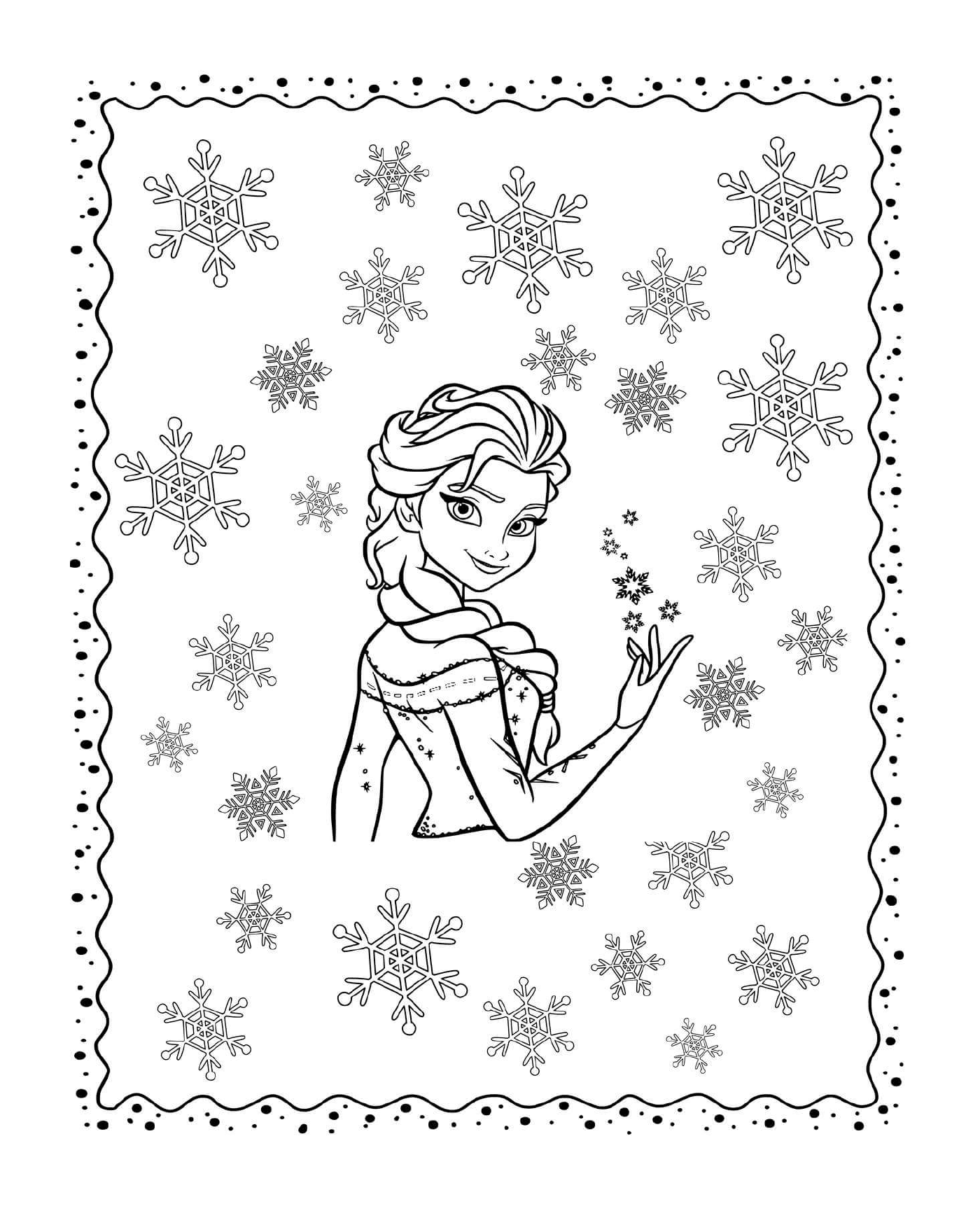 coloriage Reine des Neiges 2 avec snowflakes for winter