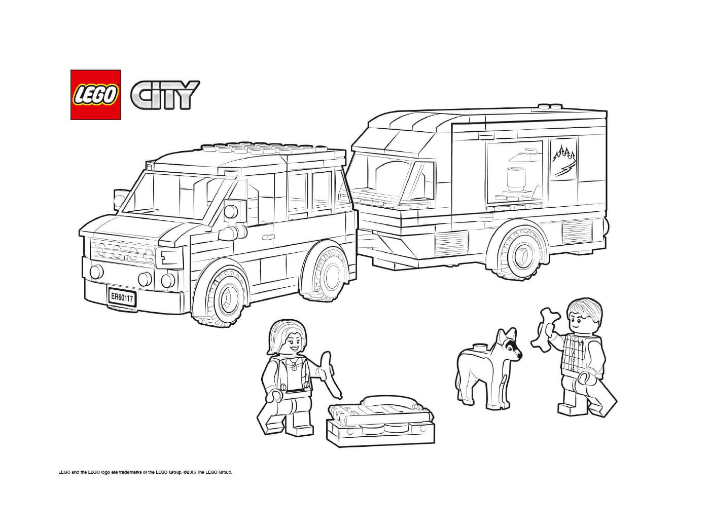coloriage Lego City Van and Caravan