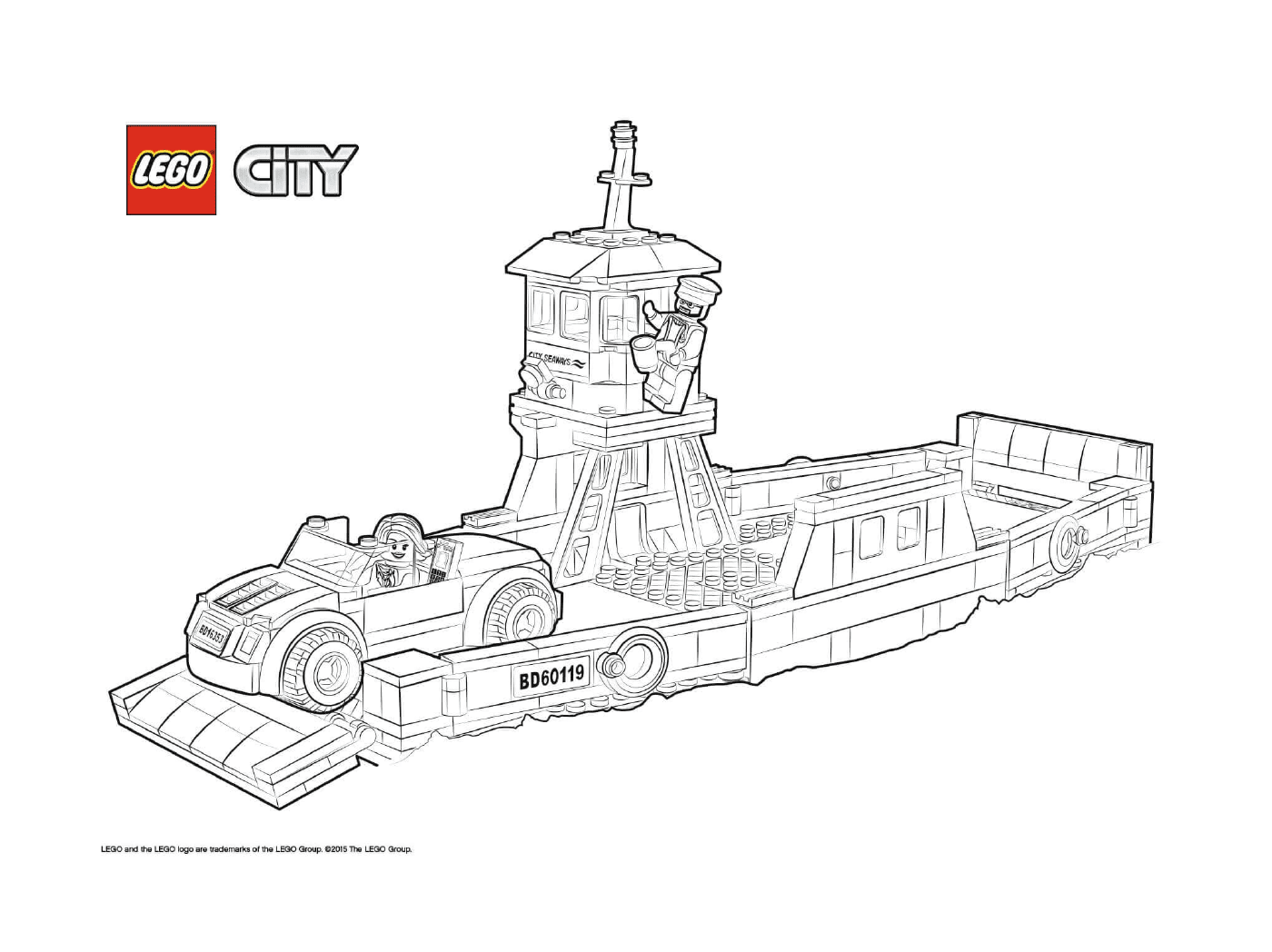 coloriage Lego City Boat Transport Ferry