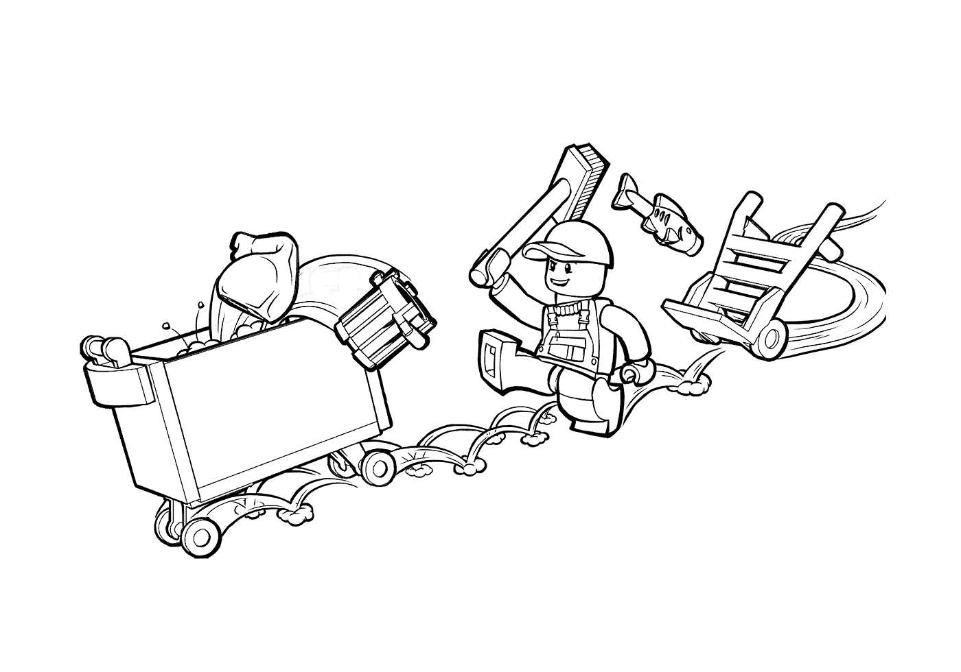 coloriage lego junior trash and garbage man