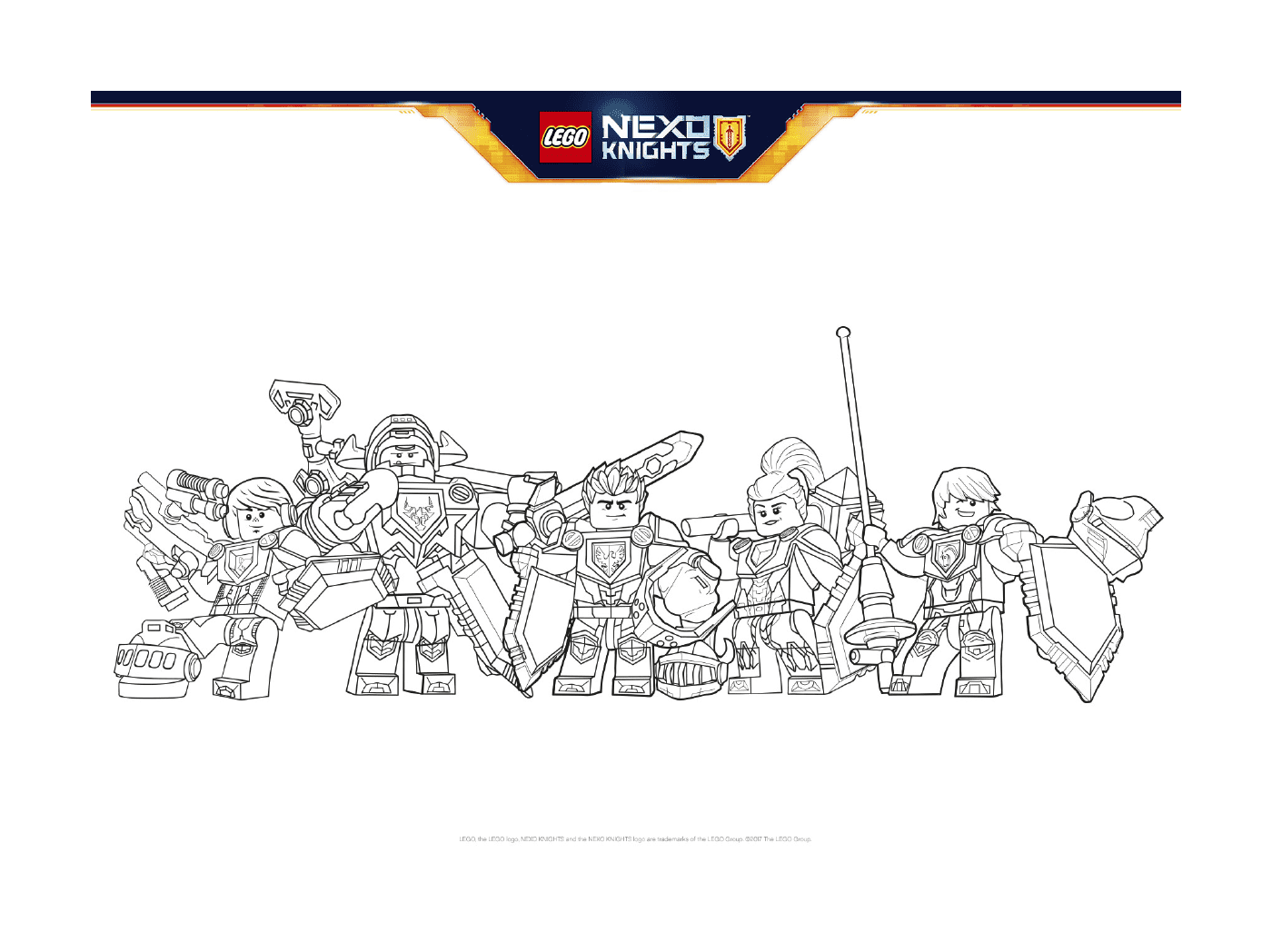 coloriage lego nexo knights Formation line boucliers
