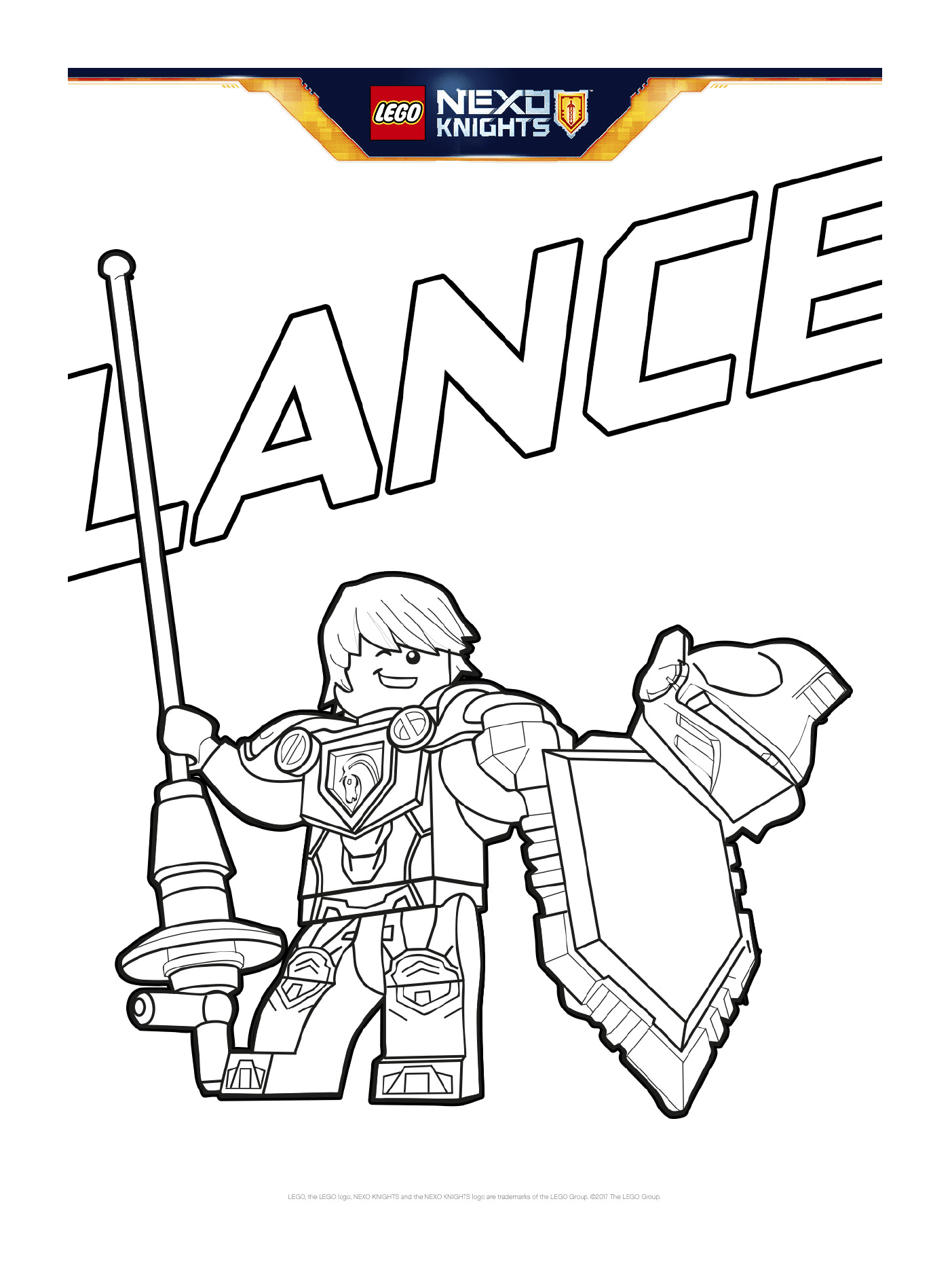 coloriage lego nexo knights bouclier Lance