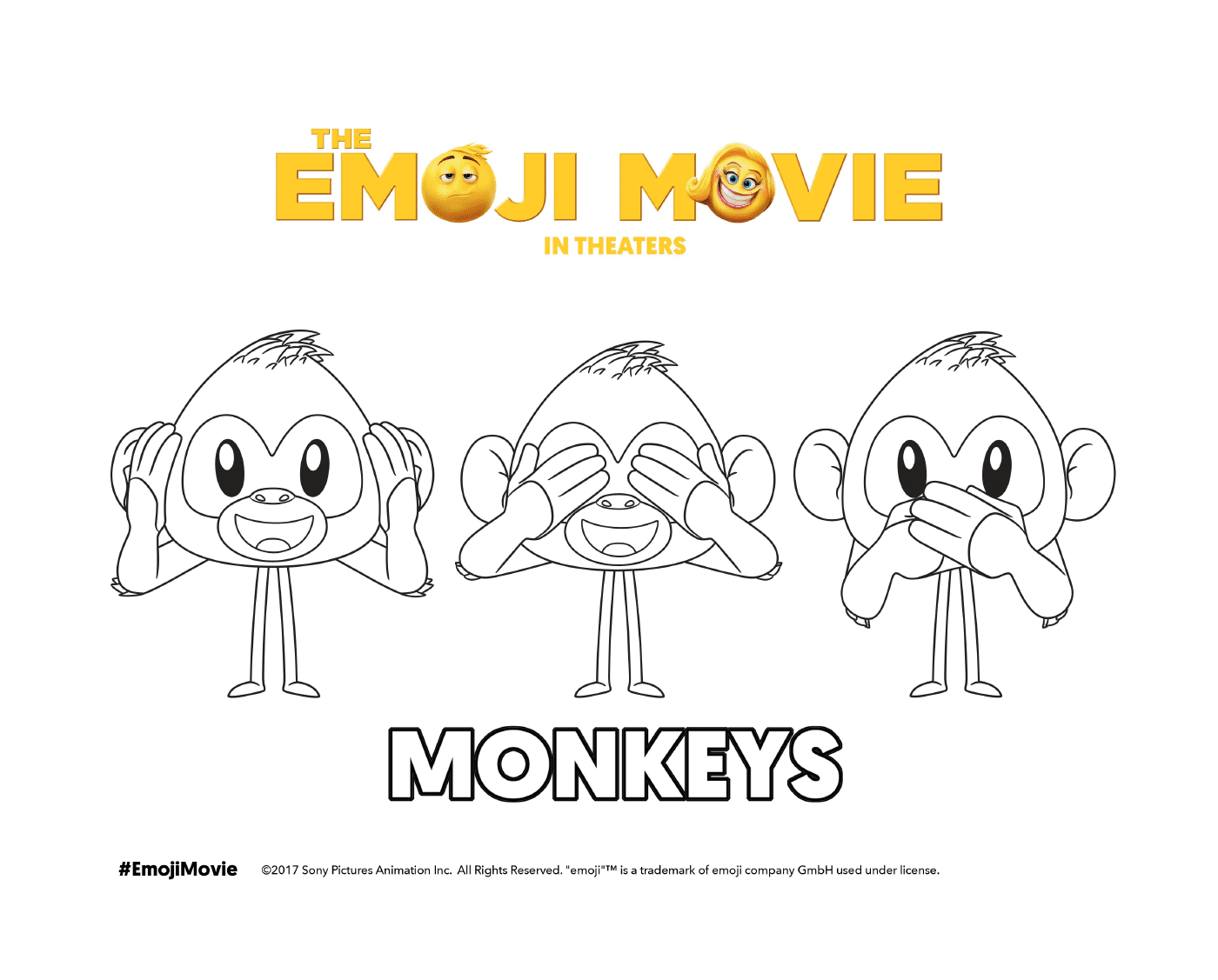 coloriage Monkeys emoji monde secret des emojis