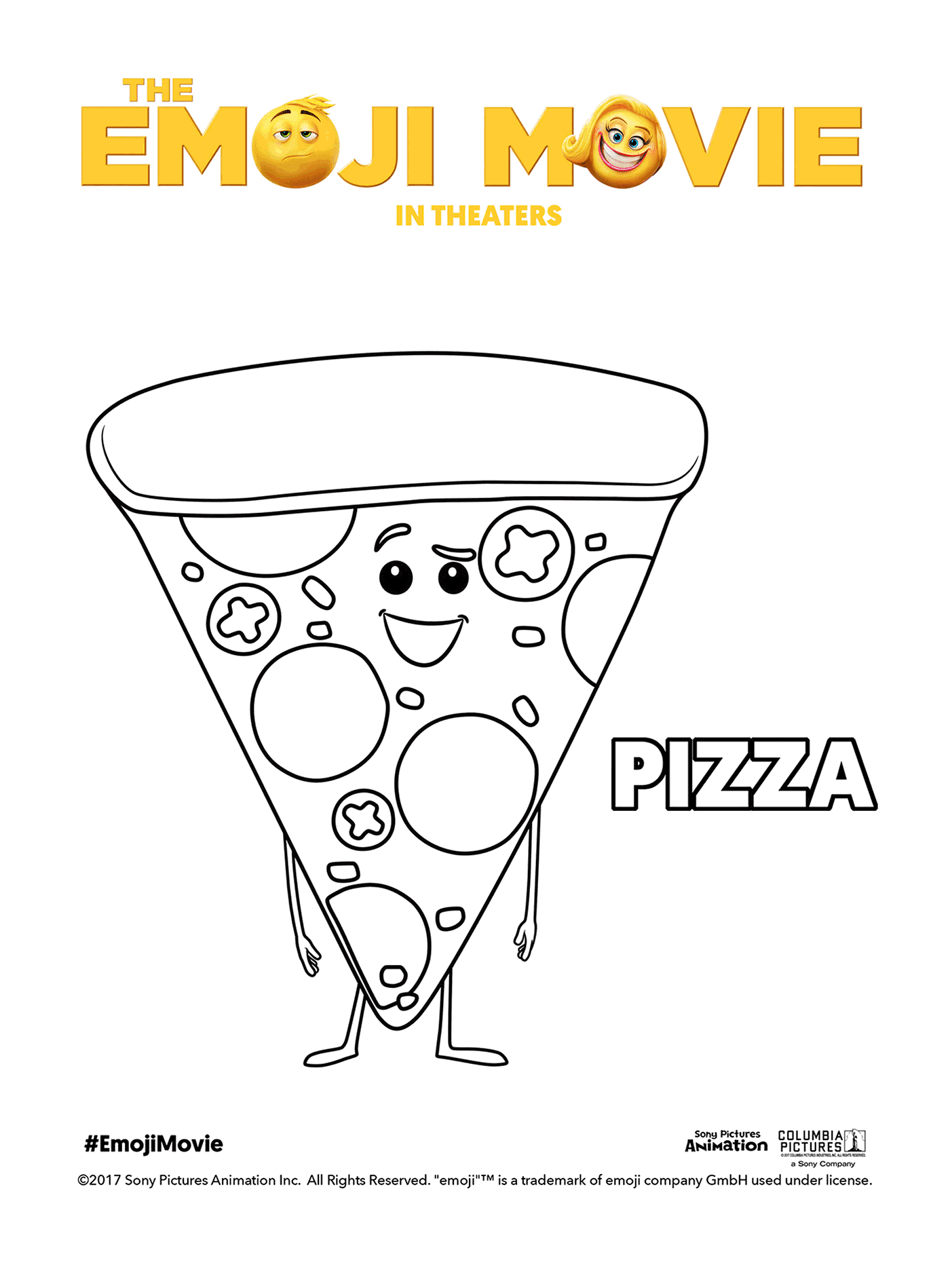 coloriage Pizza emoji monde secret des emojis