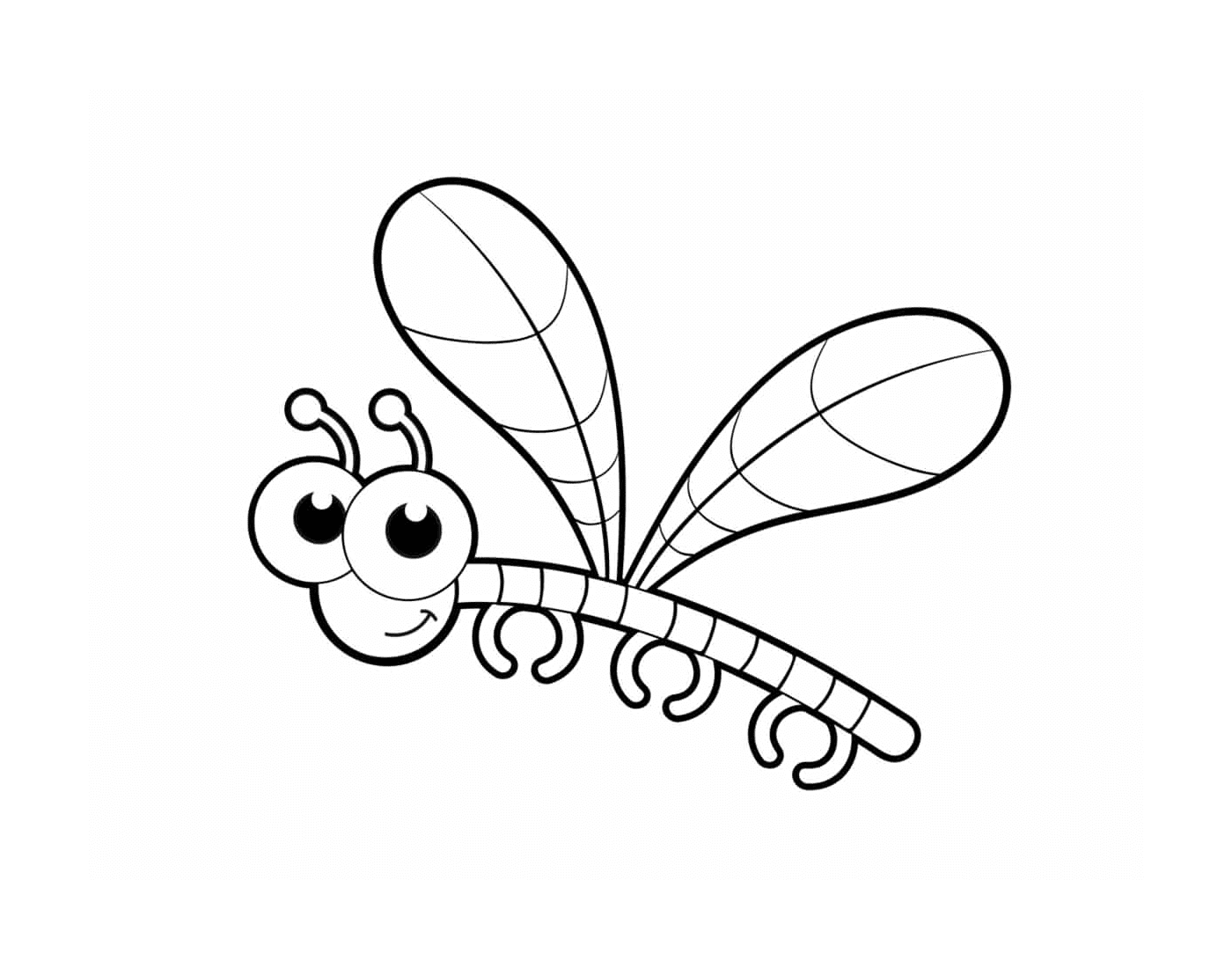 coloriage insecte libellule adorable avec de gros yeux