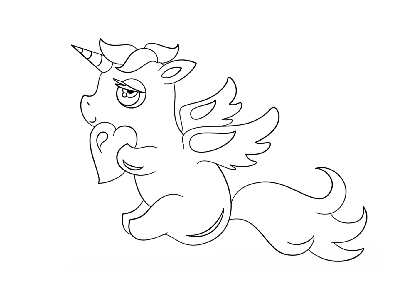 coloriage chibi licorne with heart