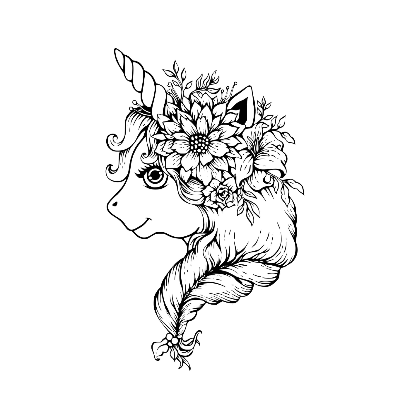 coloriage belle deesse licorne magique