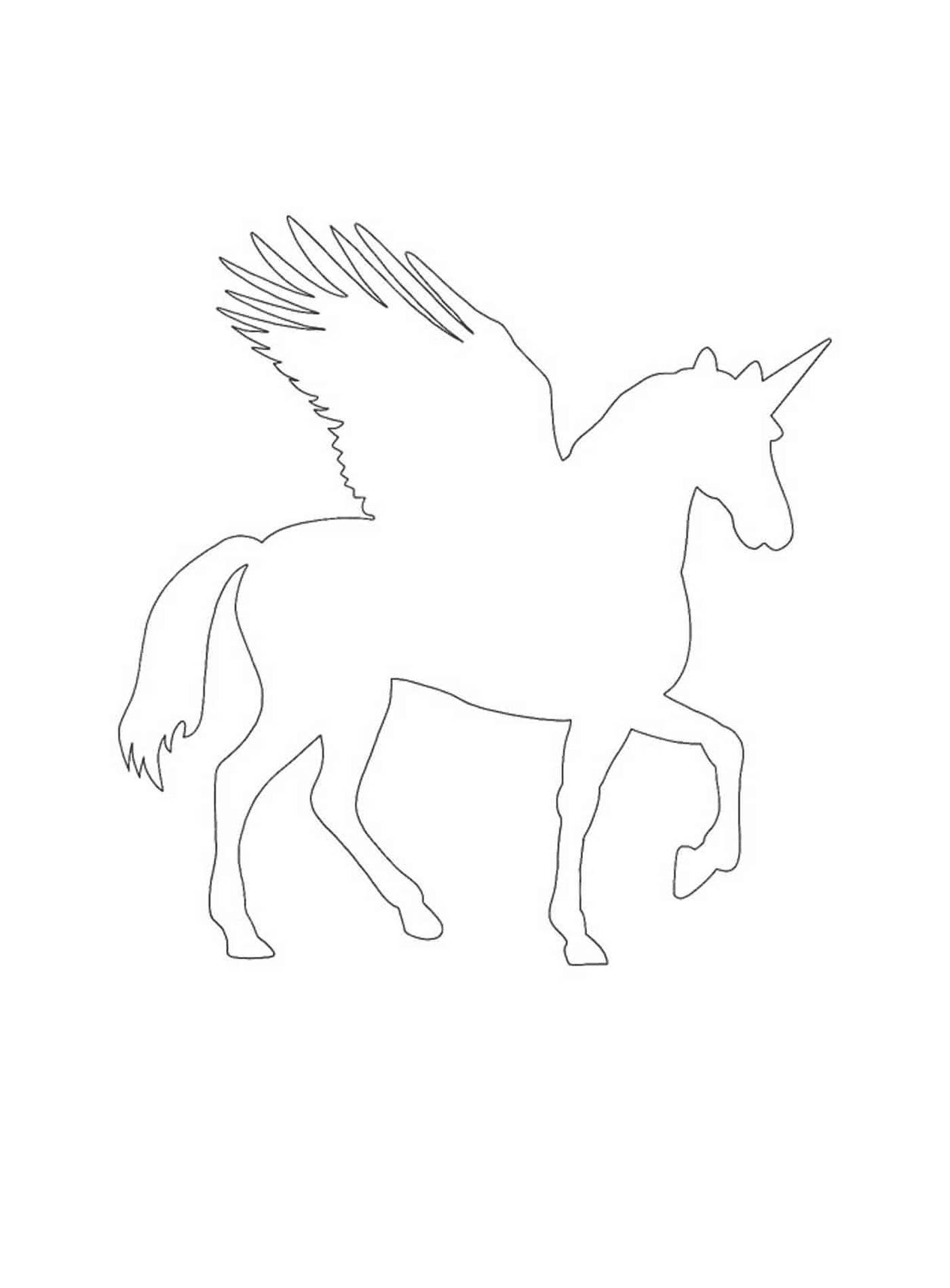 coloriage Pegasus licorne silhouette avec des ailes