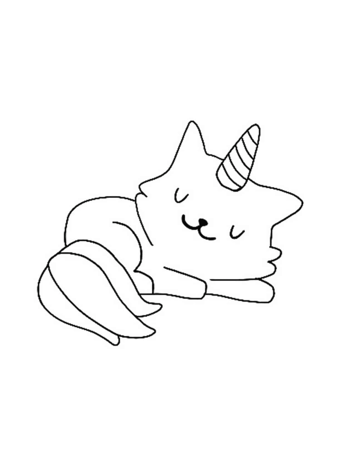 coloriage Petit Licorne chat fait un sommeil
