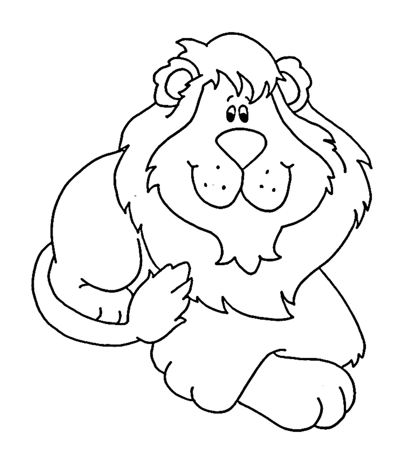 coloriage un lion avec les pattes croises