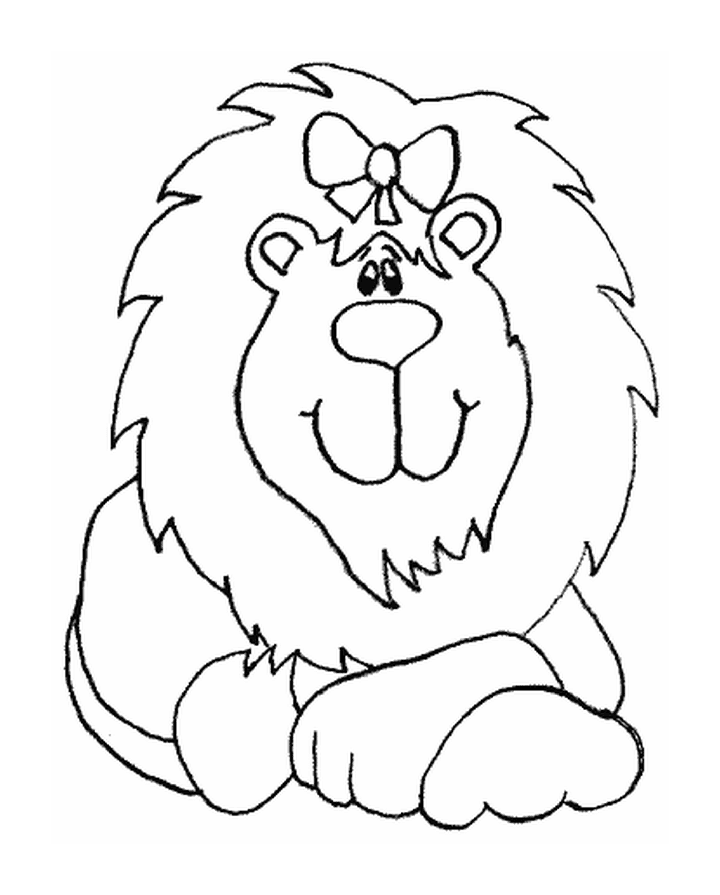 coloriage une lionne avec un noeud dans sa criniere