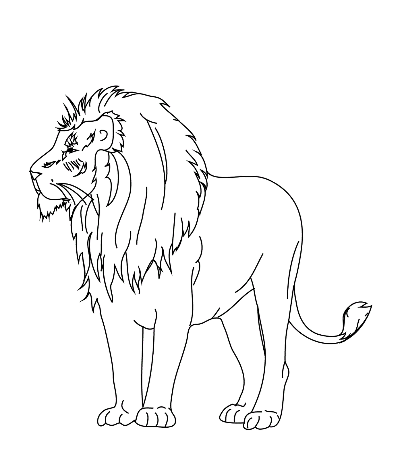 coloriage lion sauvage simple