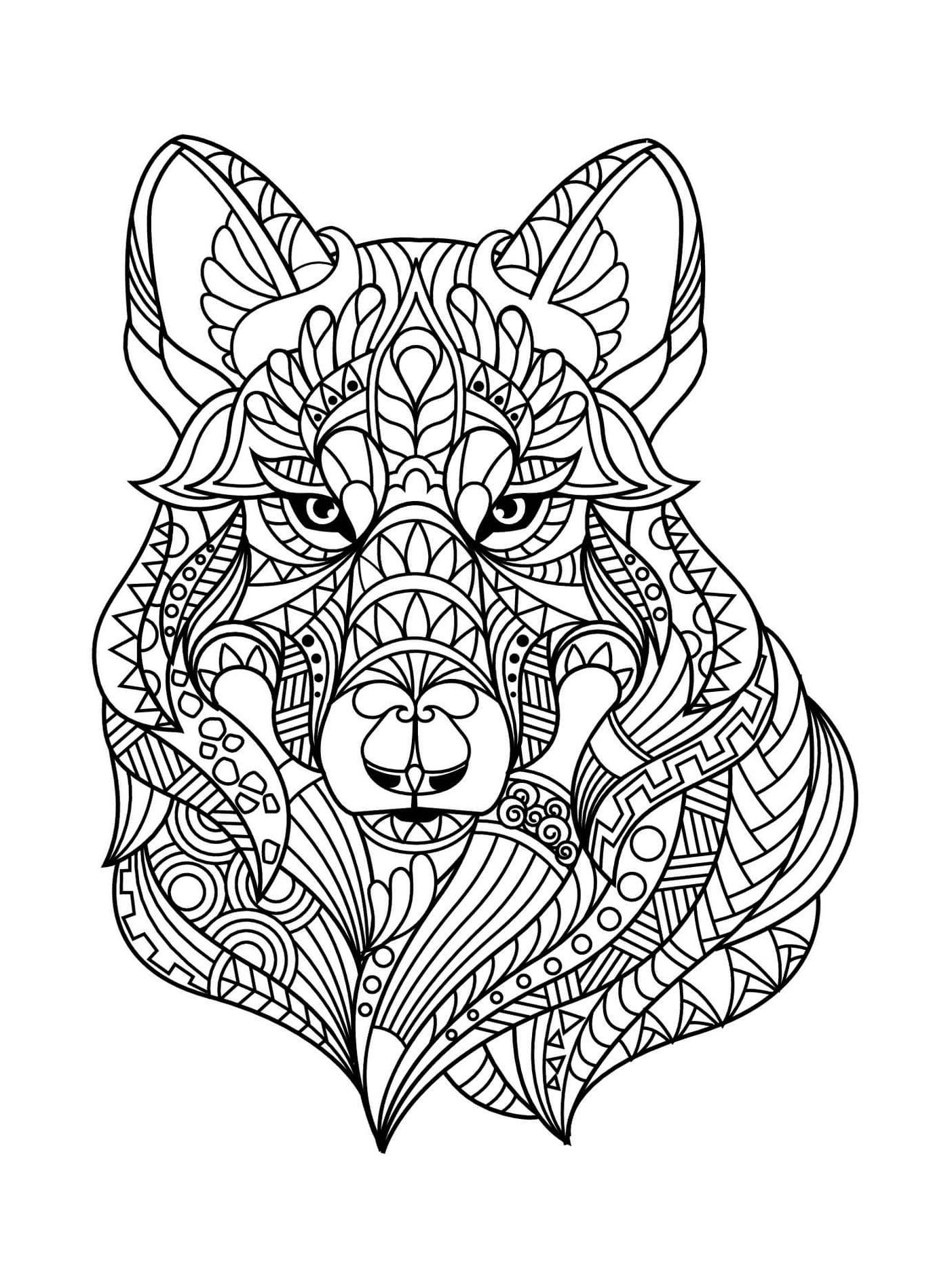 coloriage livre zentangle loup animal