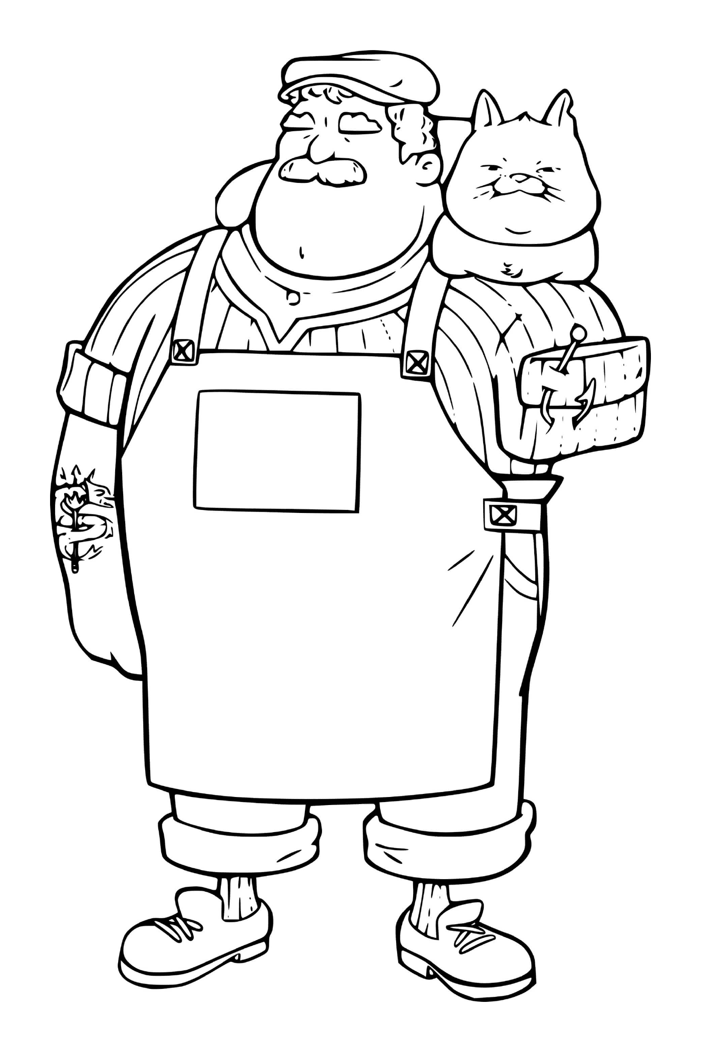 coloriage Massimo Marcovaldo and His Cat