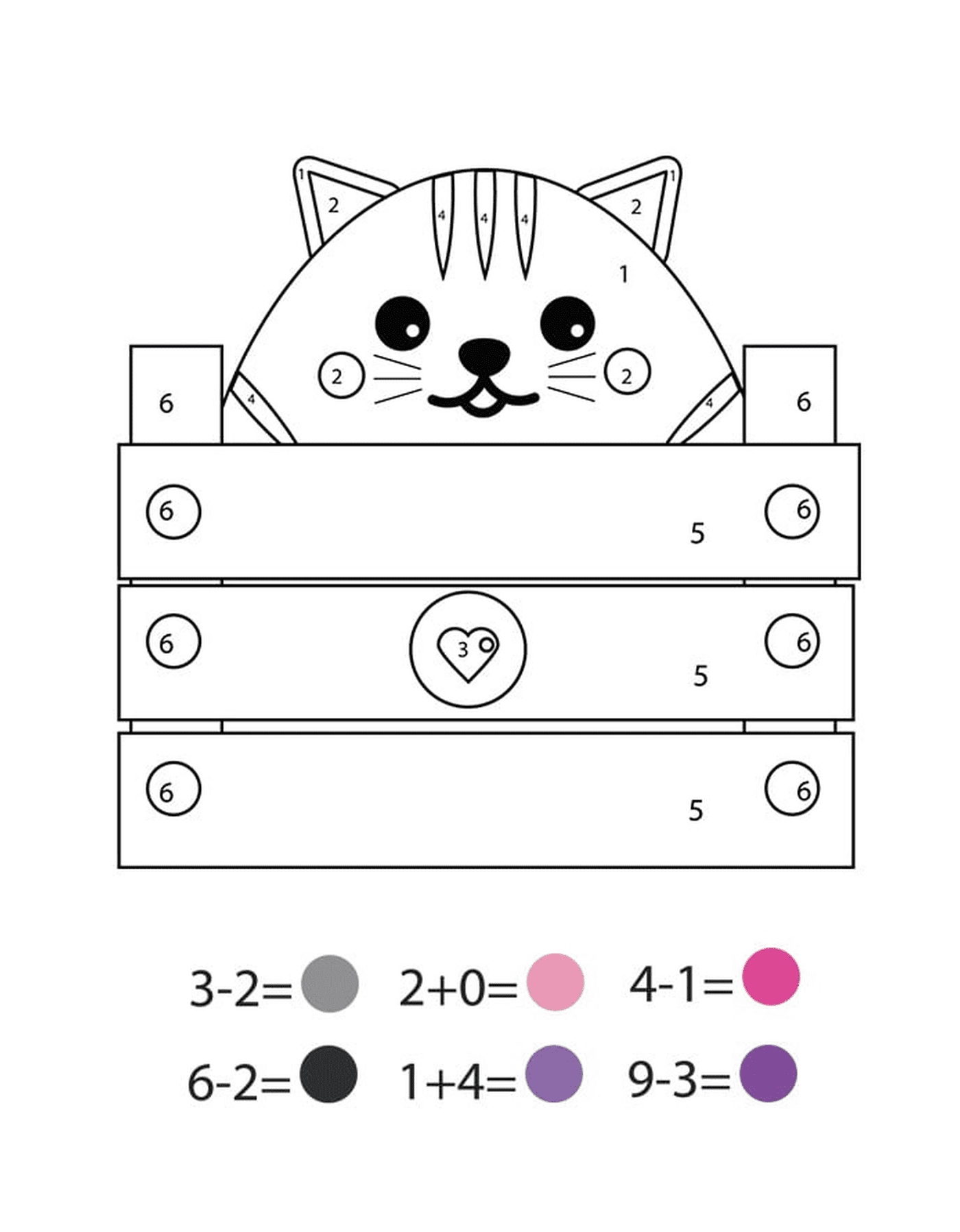 coloriage magique CE1 un chaton dans une caisse