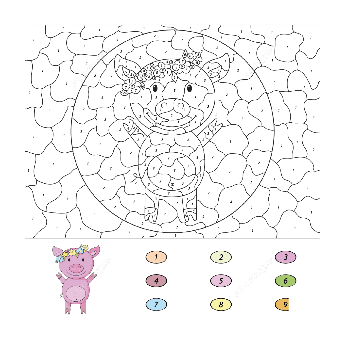 coloriage magique CE2 cochon animaux de la ferme