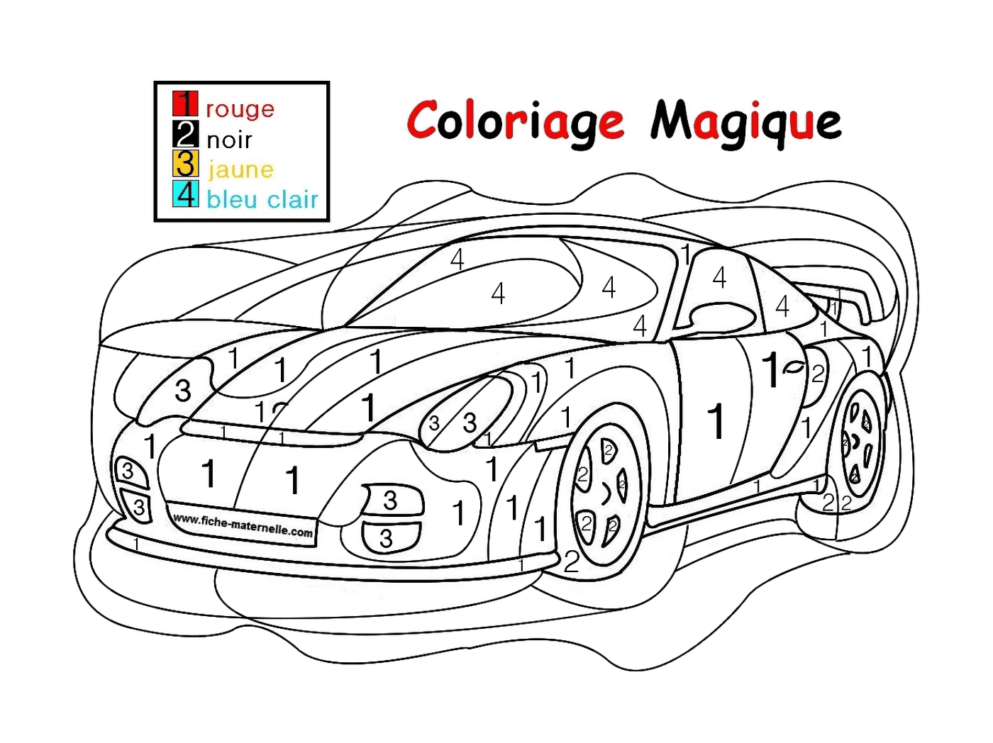 coloriage magique voiture de course facile simple maternelle