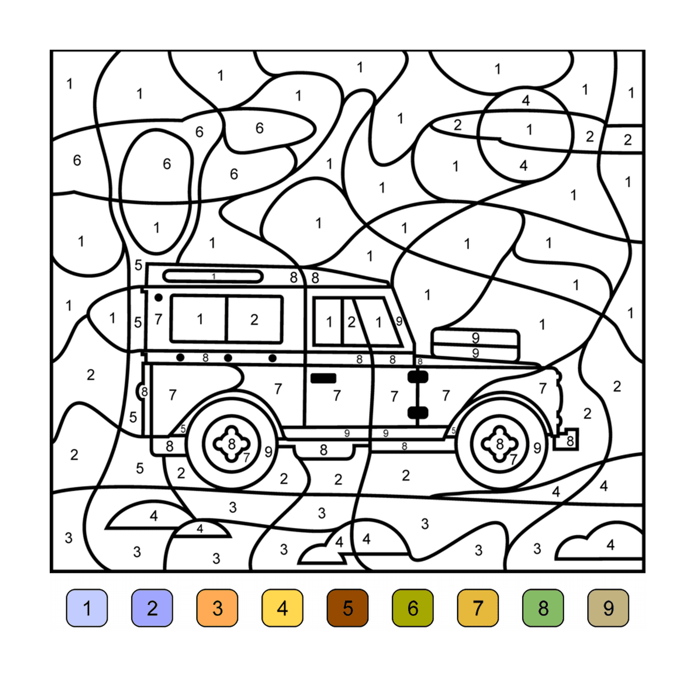 coloriage magique voiture 4x4 jeep