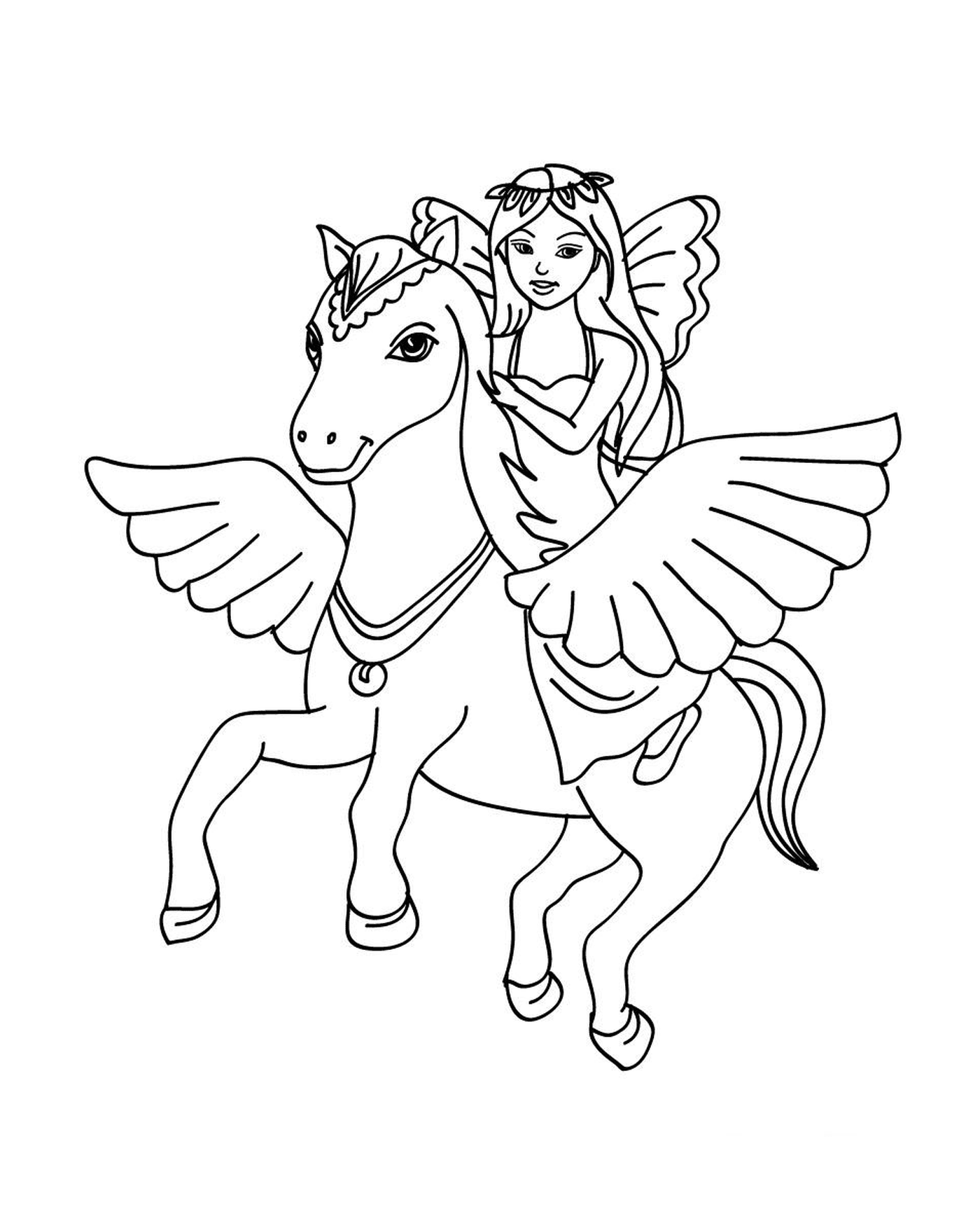coloriage magique princesse sur un poney