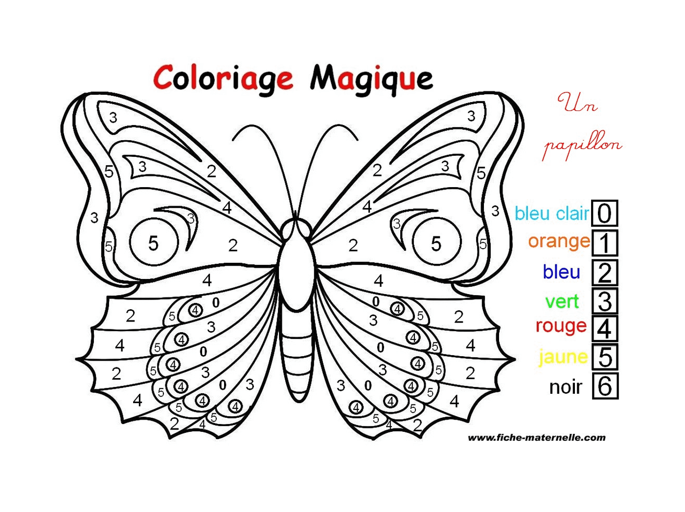 coloriage magique un papillon facile