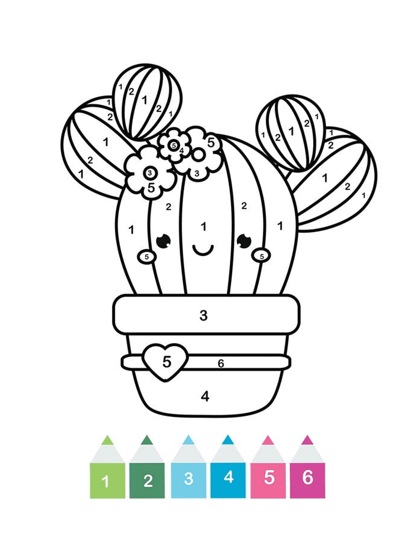 coloriage magique cp un cactus kawaii