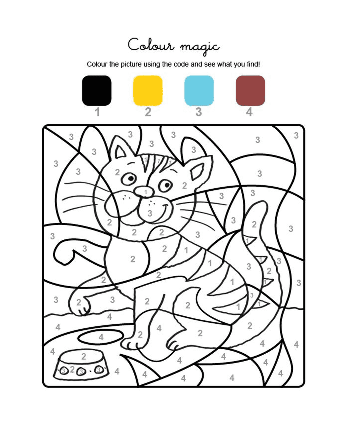 coloriage chat magique trop mignon