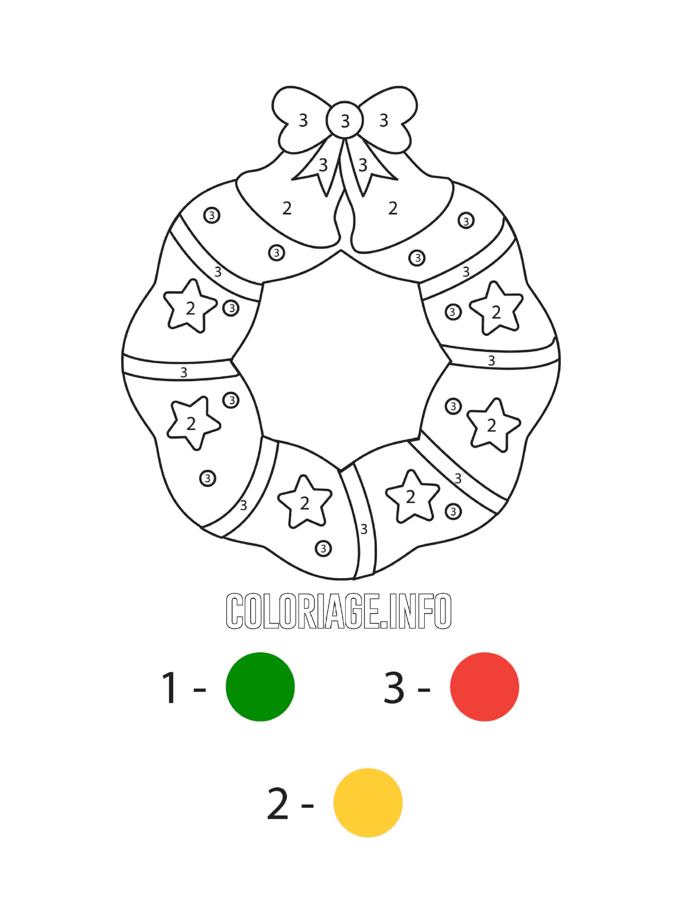 coloriage couronne de noel avec decorations de noel magique noel facile