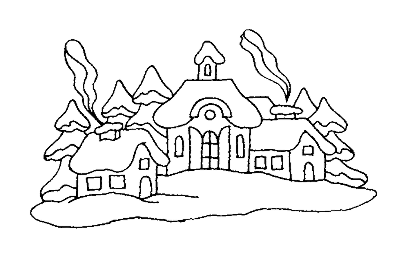 coloriage dessin de village