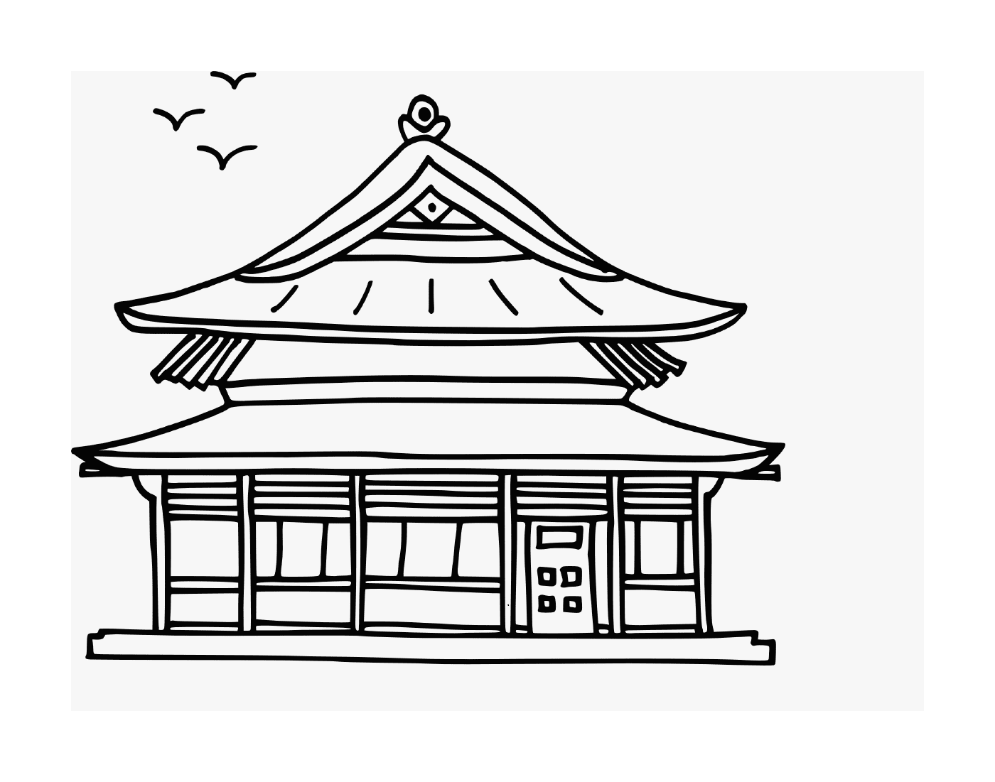 coloriage maison asiatique chinoise traditionnelle
