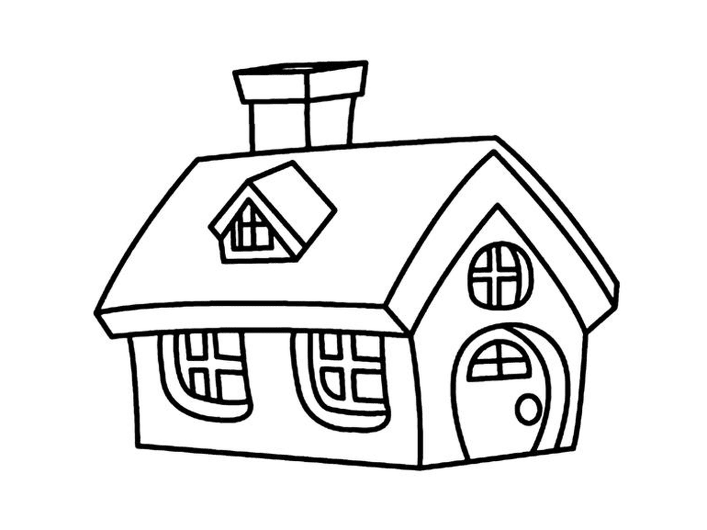 coloriage belle maison simple avec fenetres et chemine