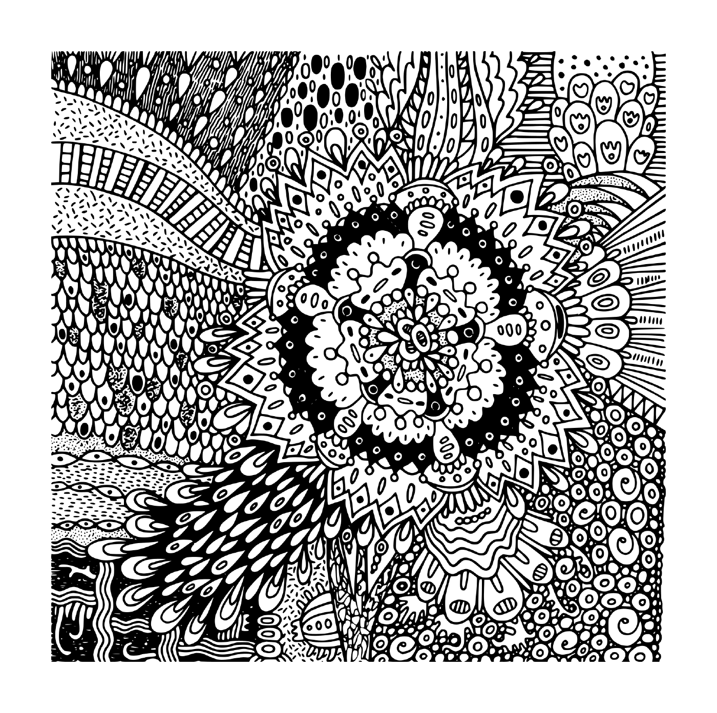 coloriage mandala flower psychedelic
